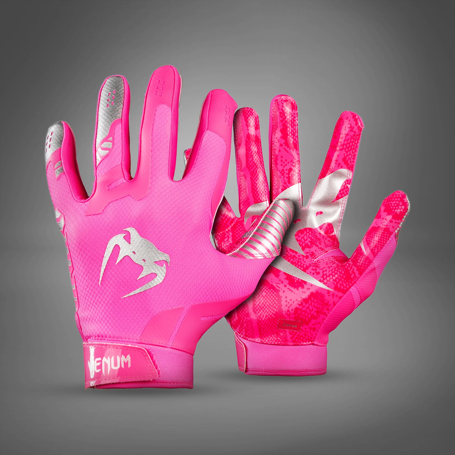 Venum Elite Football Gloves - Neon Pink/Silver