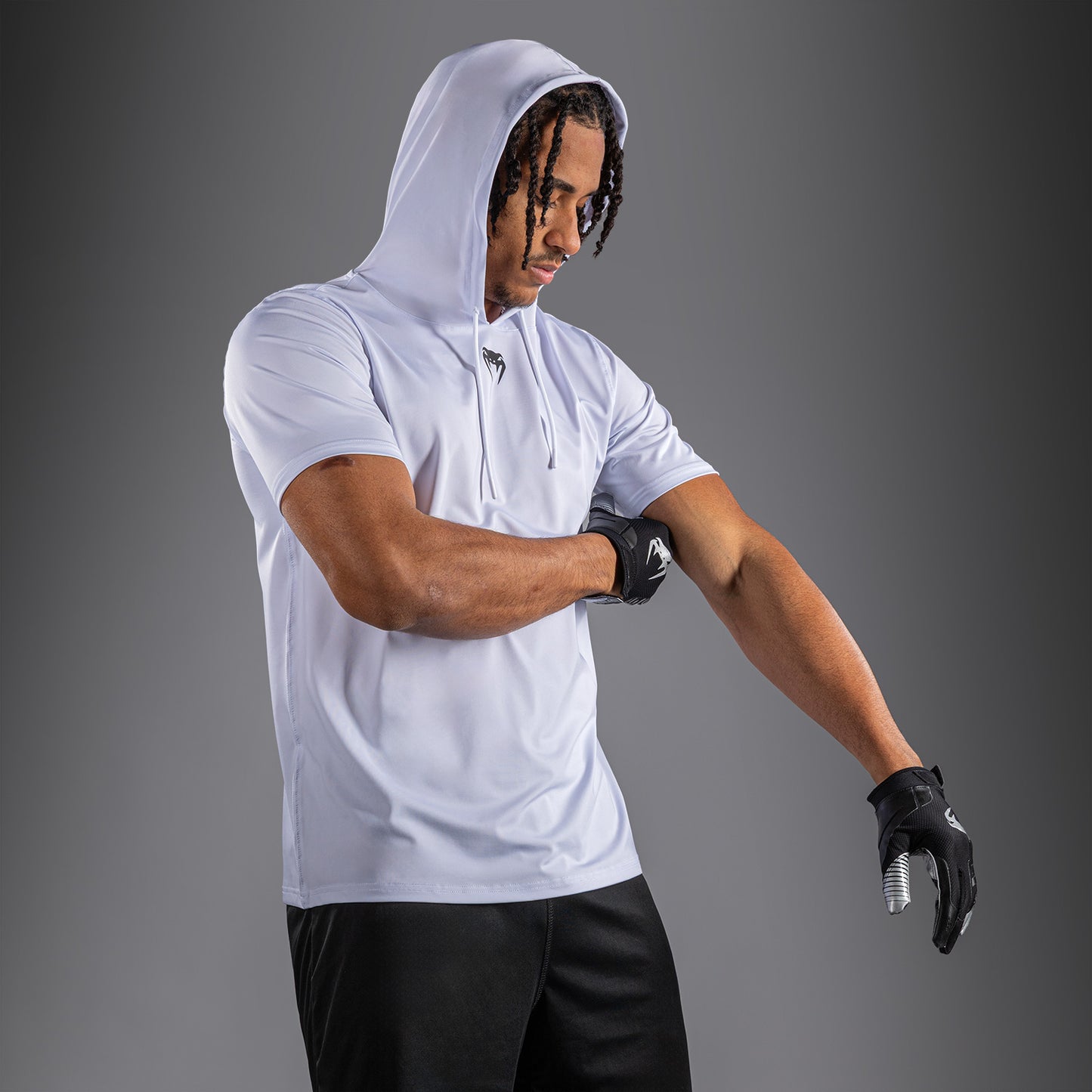 Venum Elite Short Sleeve Dry-Tech Hoodie - White  product-type_Sweatshirts Venum