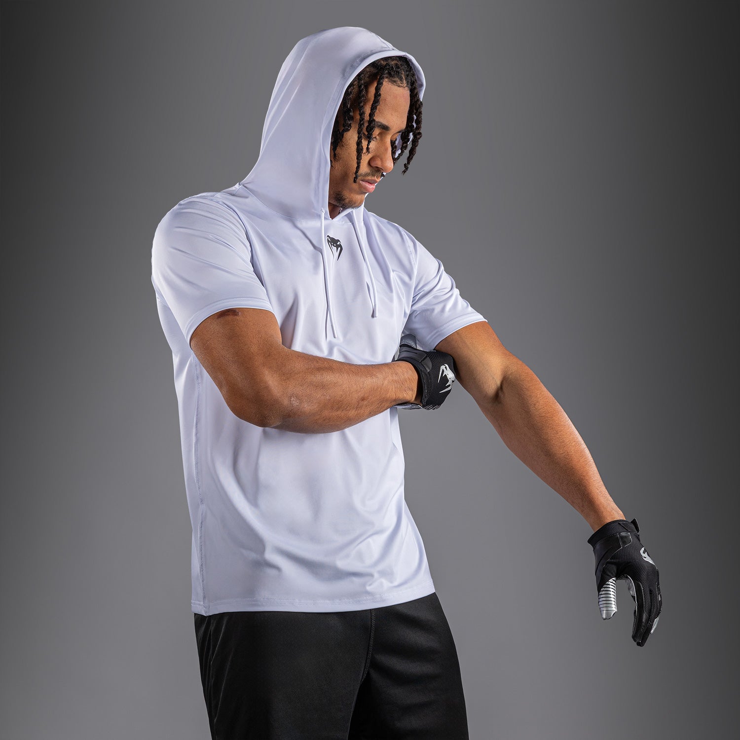 Venum Elite Short Sleeve Dry-Tech Hoodie - White  product-type_Sweatshirts Venum