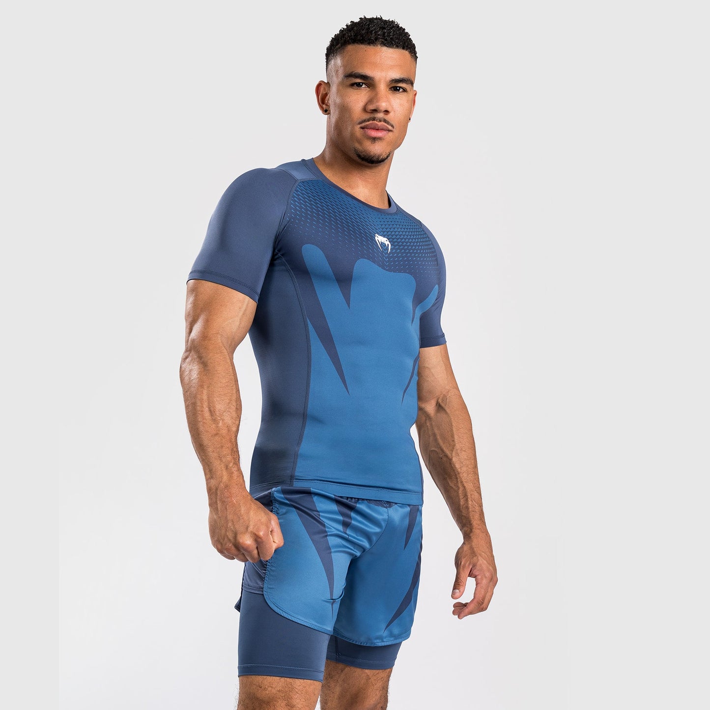 Venum Attack Men's Short Sleeve Rashguard - Navy Blue