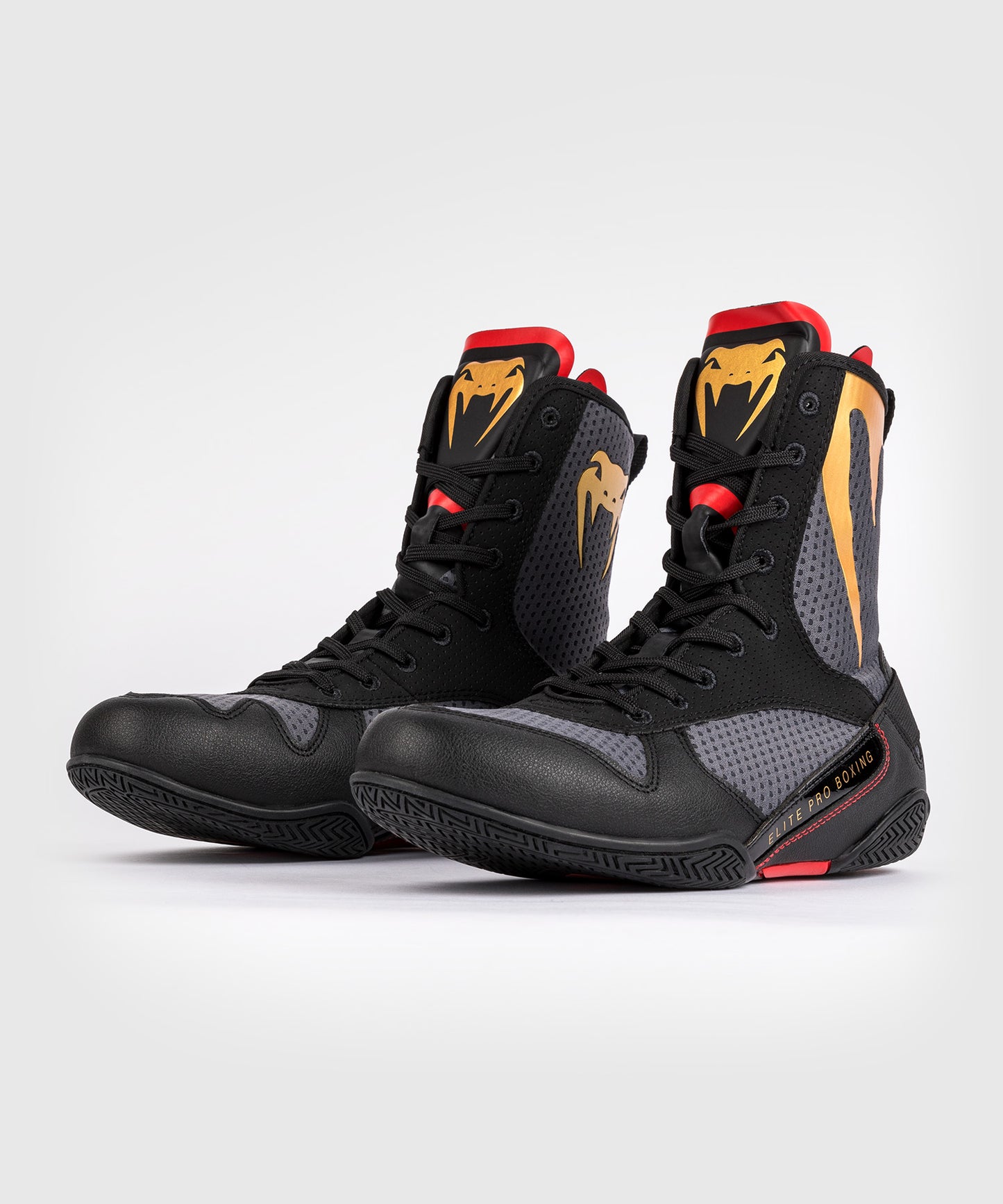 Venum Elite Boxing Shoes - Storm Grey / Gold