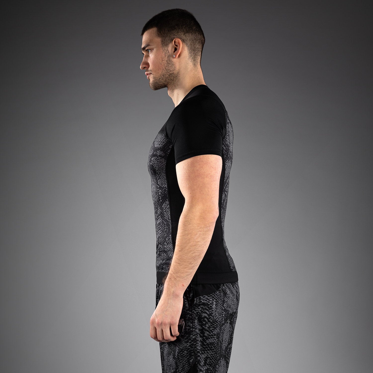 Venum G-Fit Scales Short Sleeve Rashguard - Black/ Charcoal Grey
