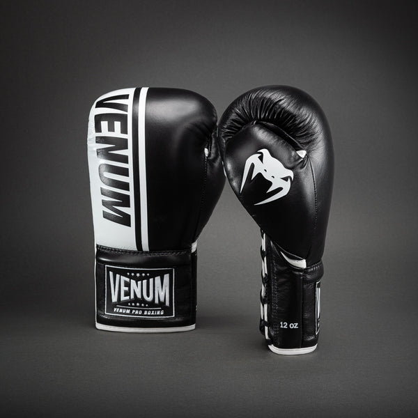 Venum Shield Pro Boxing Gloves with Laces - Black/White - Venum