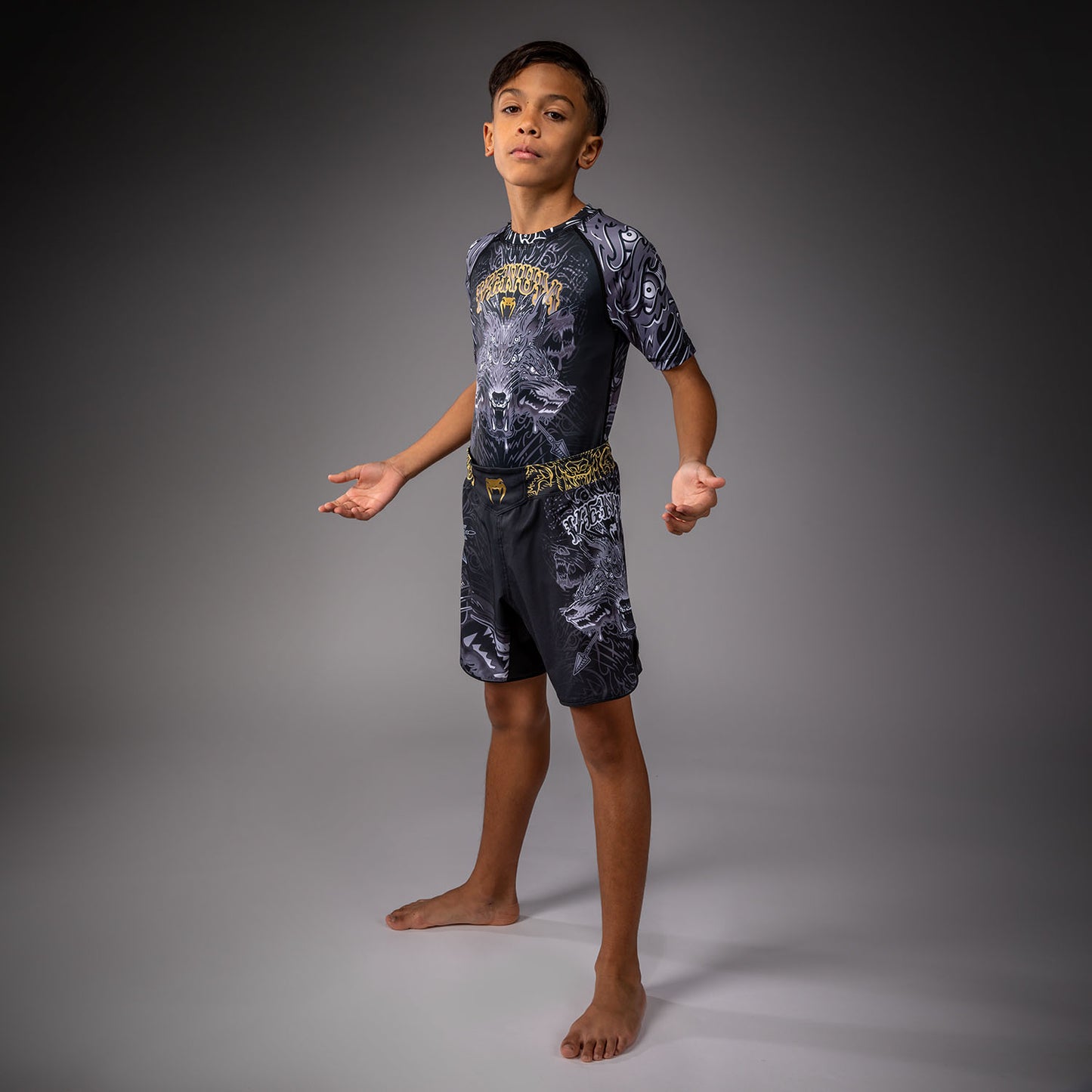 Venum Wolf Atak Kids Fightshorts - Black/Grey