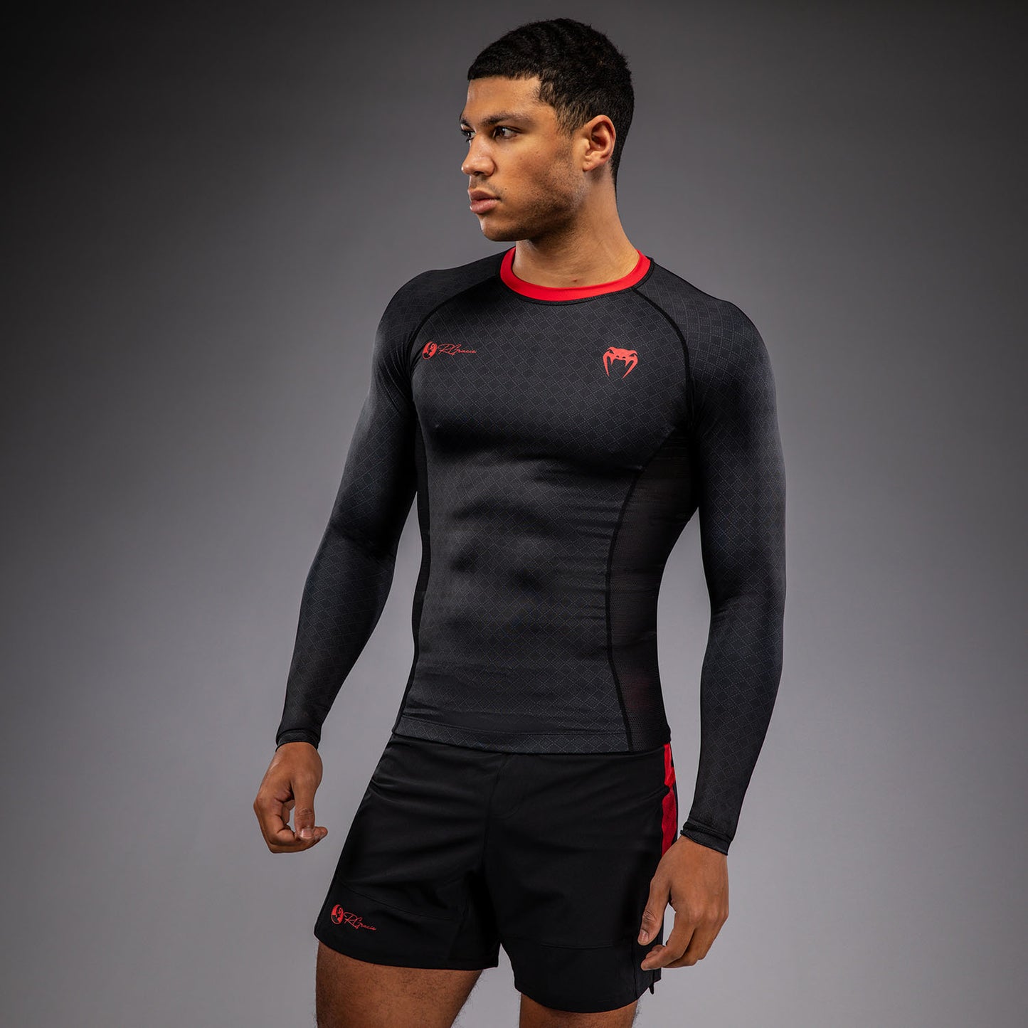 Venum x Roger Gracie Signature Long Sleeve Rashguard - Black/Red