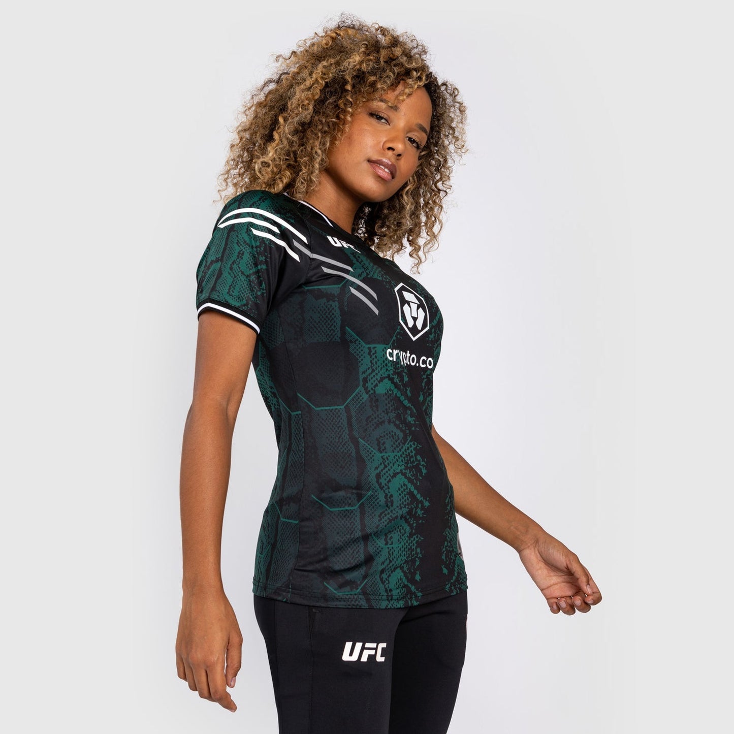UFC Adrenaline by Venum Personalized Authentic Fight Night Women’s Walkout Jersey - Emerald Edition - Green/Black