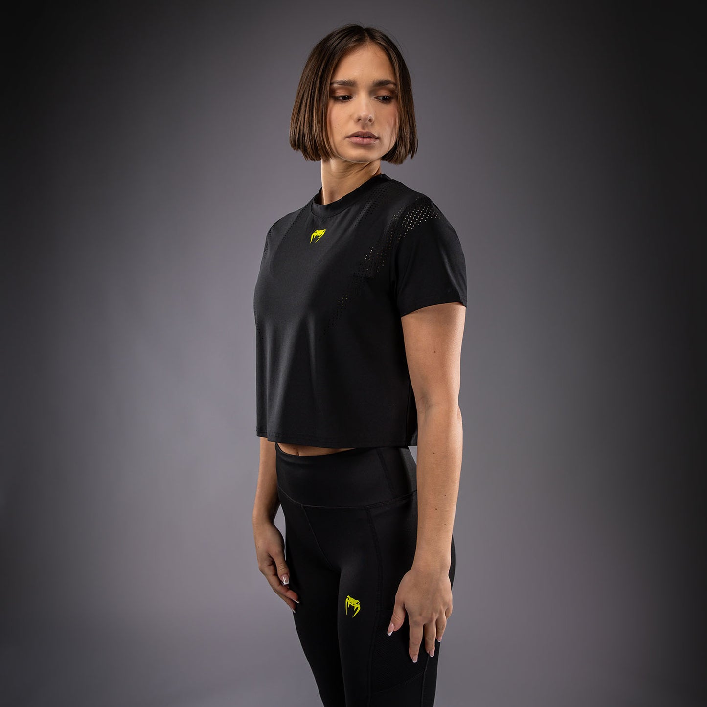Venum Lazer Women's Dry Tech T-Shirt - Black/Yellow  product-type_Dry Tech T-Shirts Venum