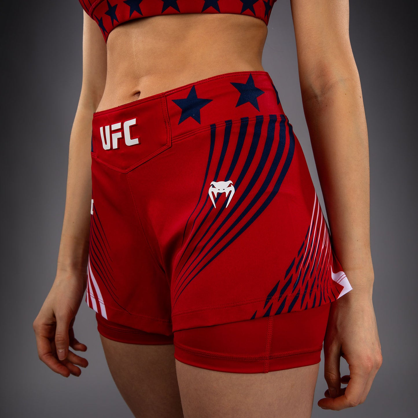 Women's Official UFC Freedom 250 by Venum Red Authentic Fight Night Fight Short  product-type_MMA Shorts Venum