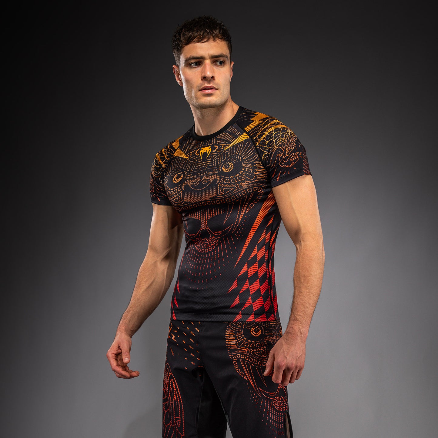 Venum Quetzal Fury Short Sleeve Rashguard - Black/Fury Red/ Tangerine