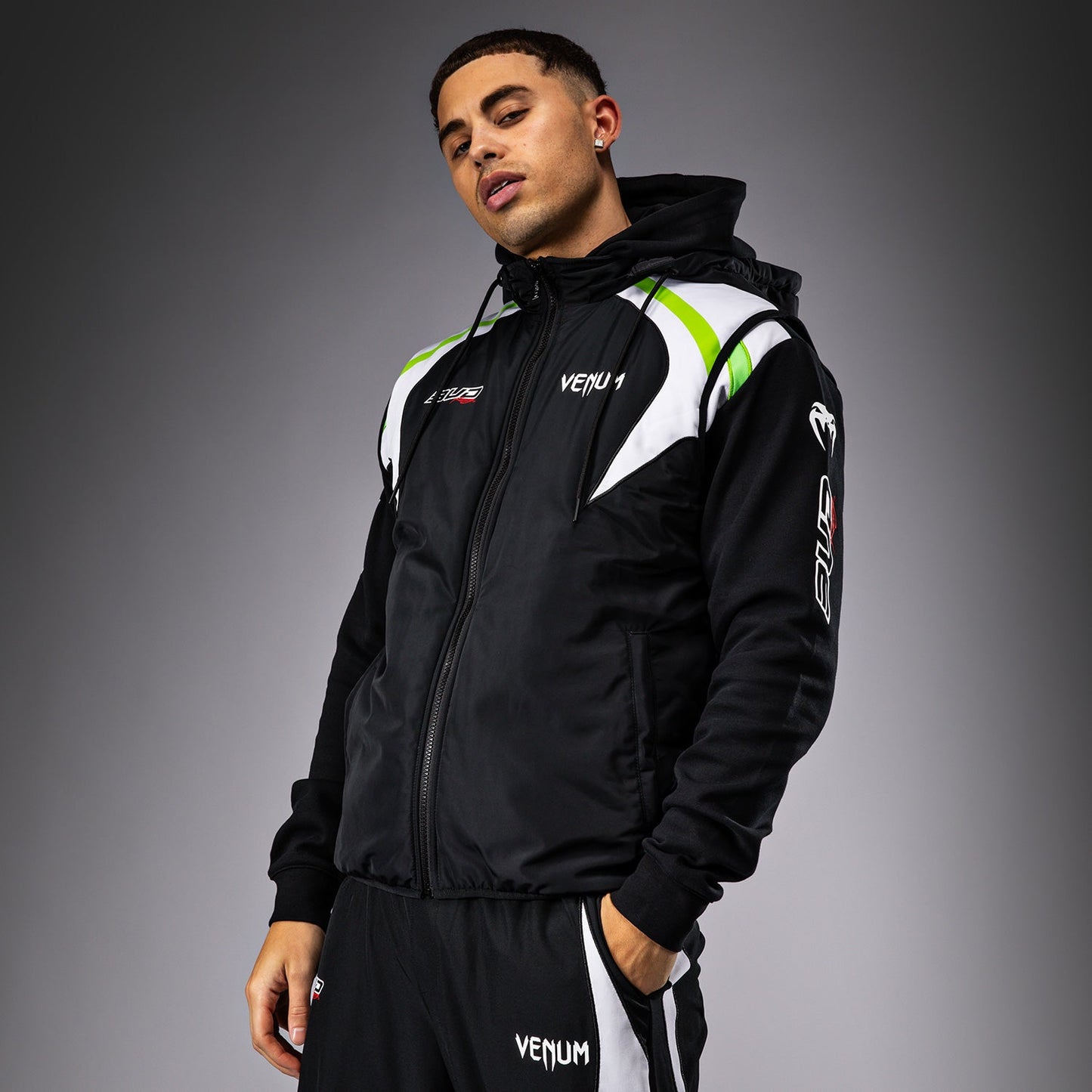 Venum x Bud Racing Down Jacket - Black/White/Lime Green