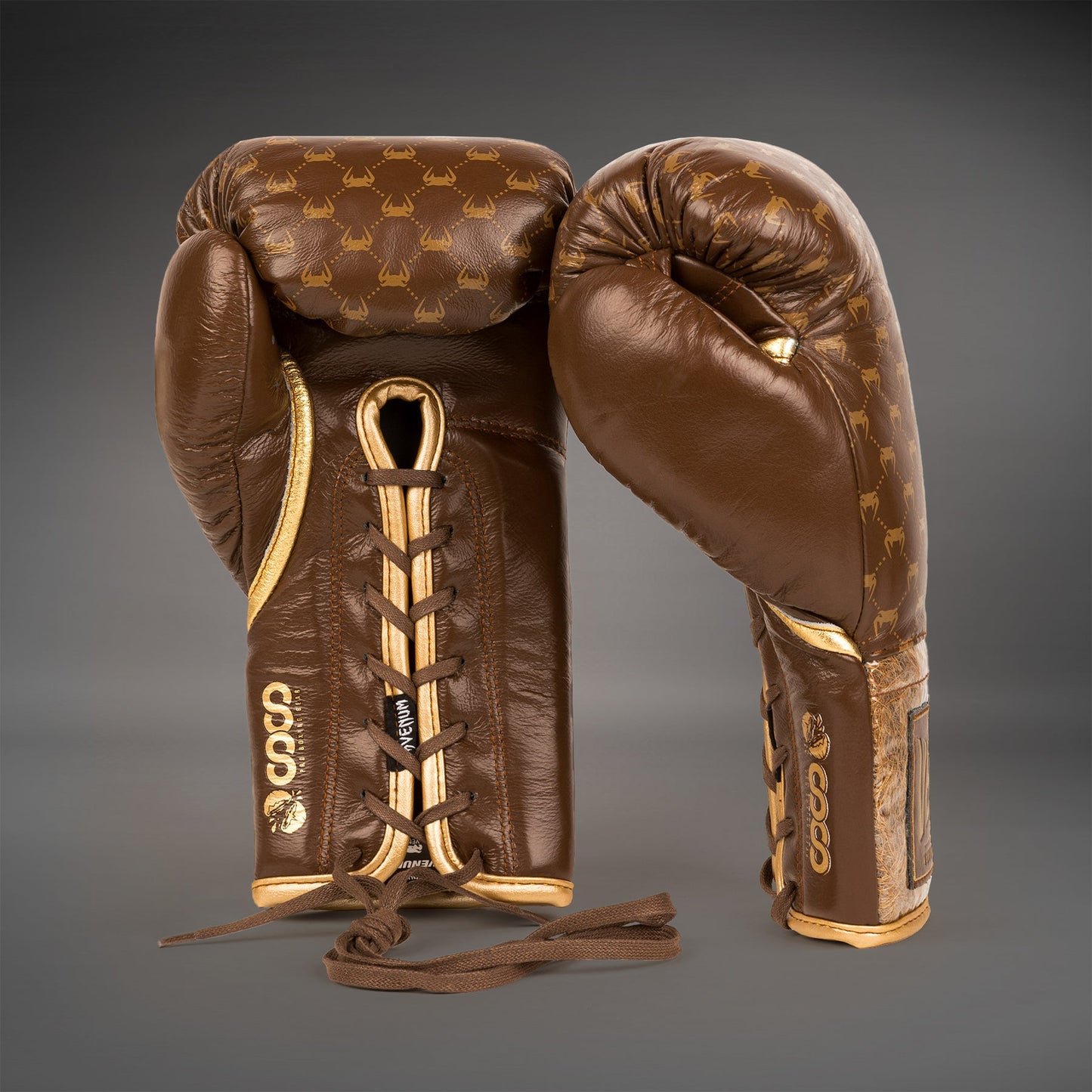 Venum Coco Monogram Pro Lace Up Boxing Gloves - Grizzly Brown