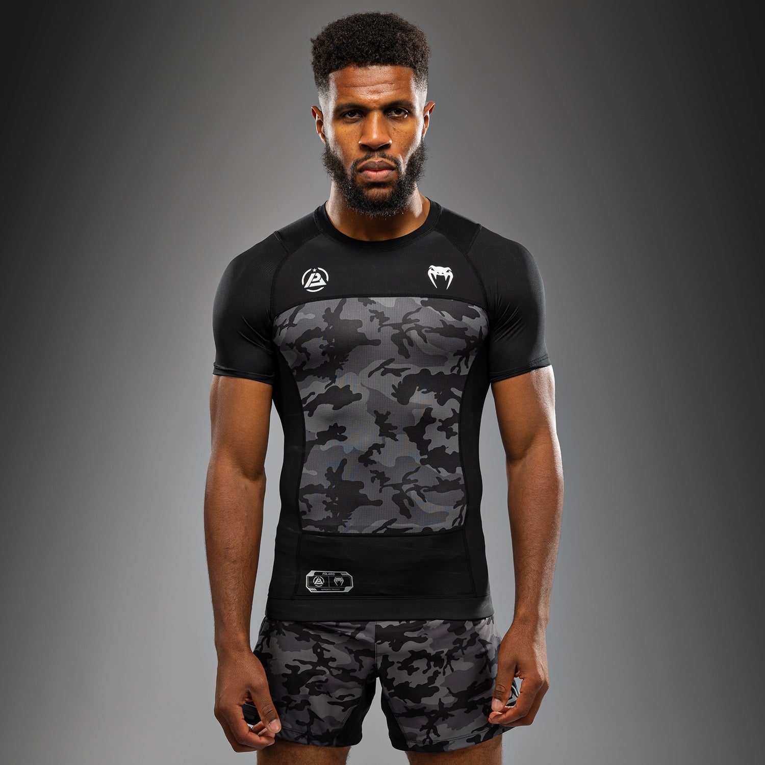 Venum x Polaris Short Sleeve Rashguard - Black/Storm Grey
