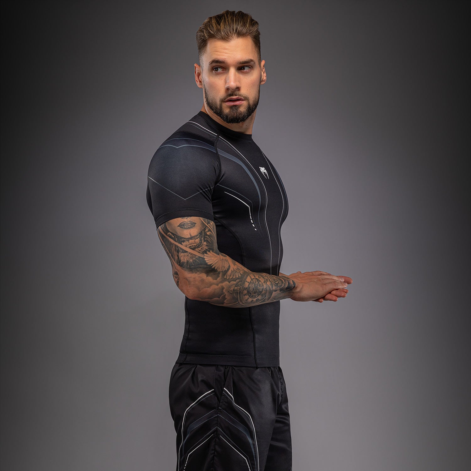 Venum Streamline Short Sleeve Rashguard - Black/White  product-type_Compression T-Shirts Venum