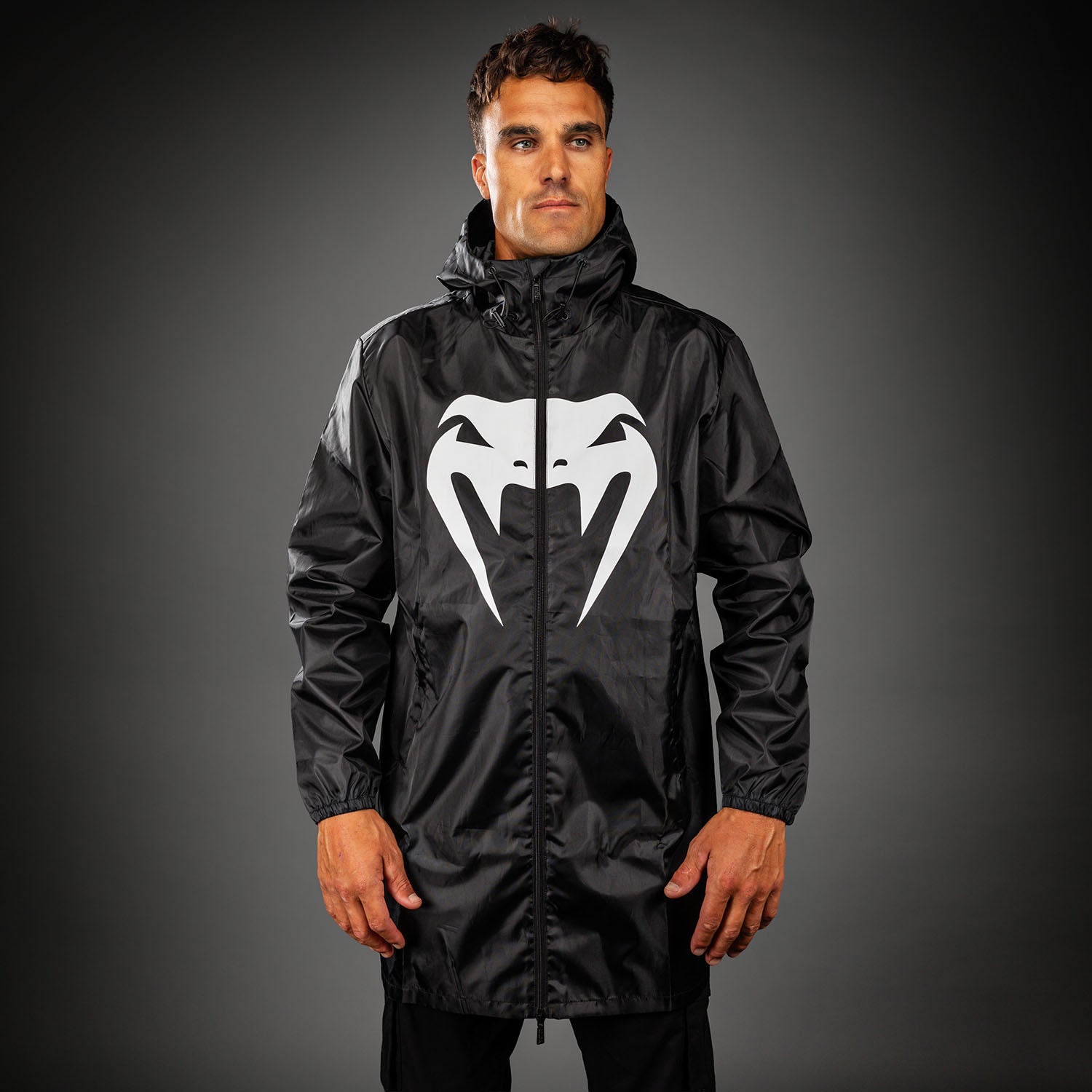Venum MX Basics Long Rain Jacket - Black/White