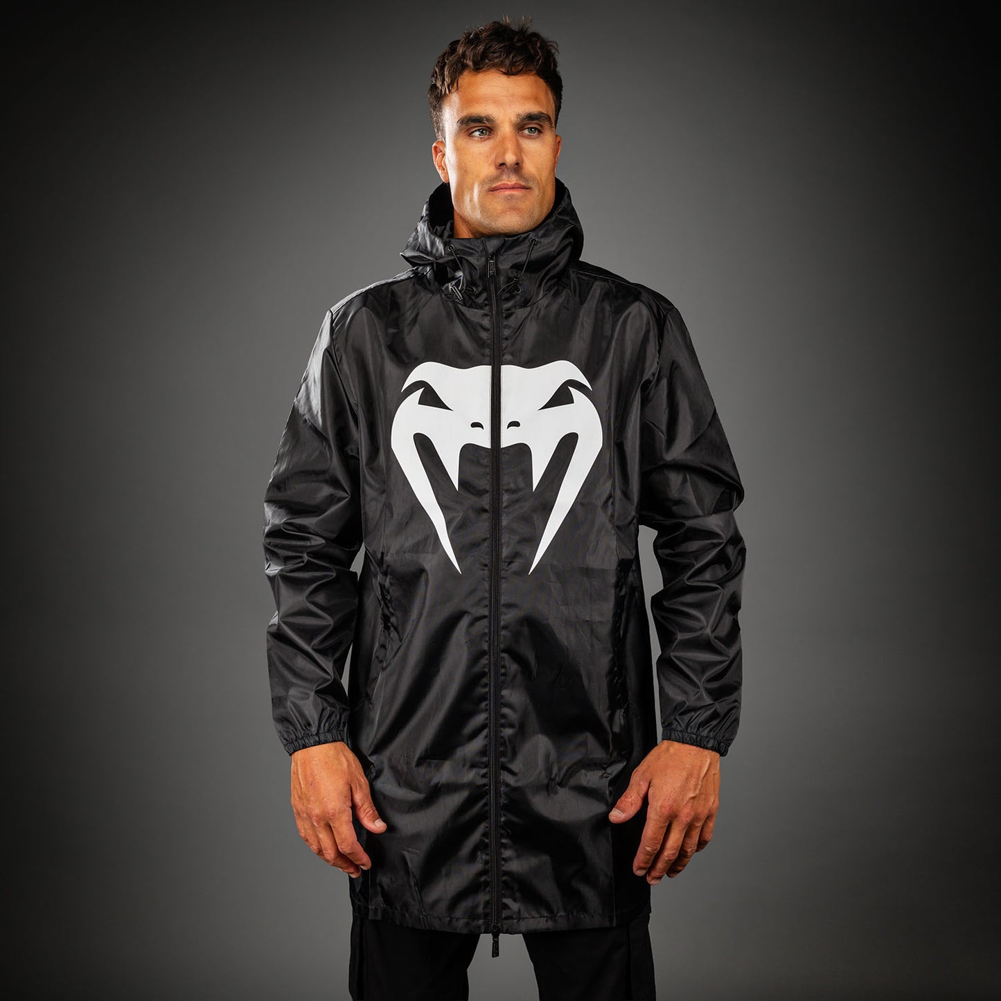 Venum MX Basics Long Rain Jacket - Black/White