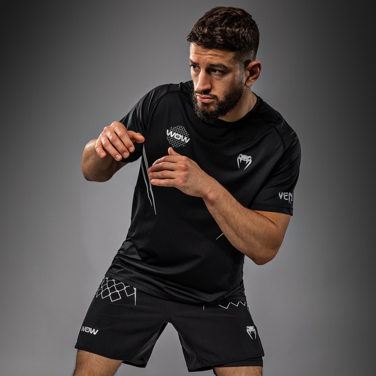 Venum x WOW FC Dry-Tech T-Shirt - Black/Silver Grey
