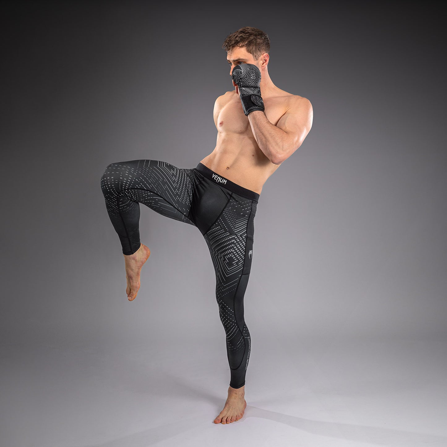 Venum Midnight Fury Spats - Black/Grey/Silver  product-type_Compression Pants Venum