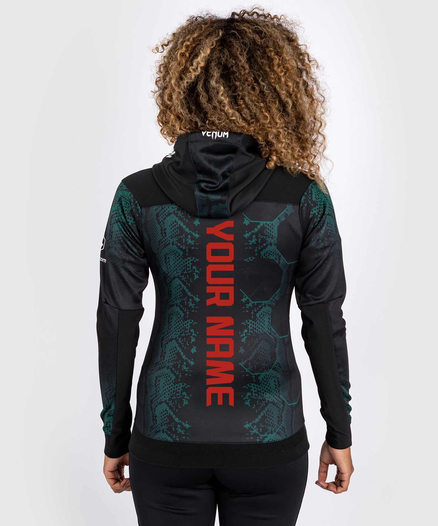 UFC Adrenaline by Venum  Personalized Authentic Fight Night Women’s Walkout Hoodie - Emerald Edition - Green/Black
