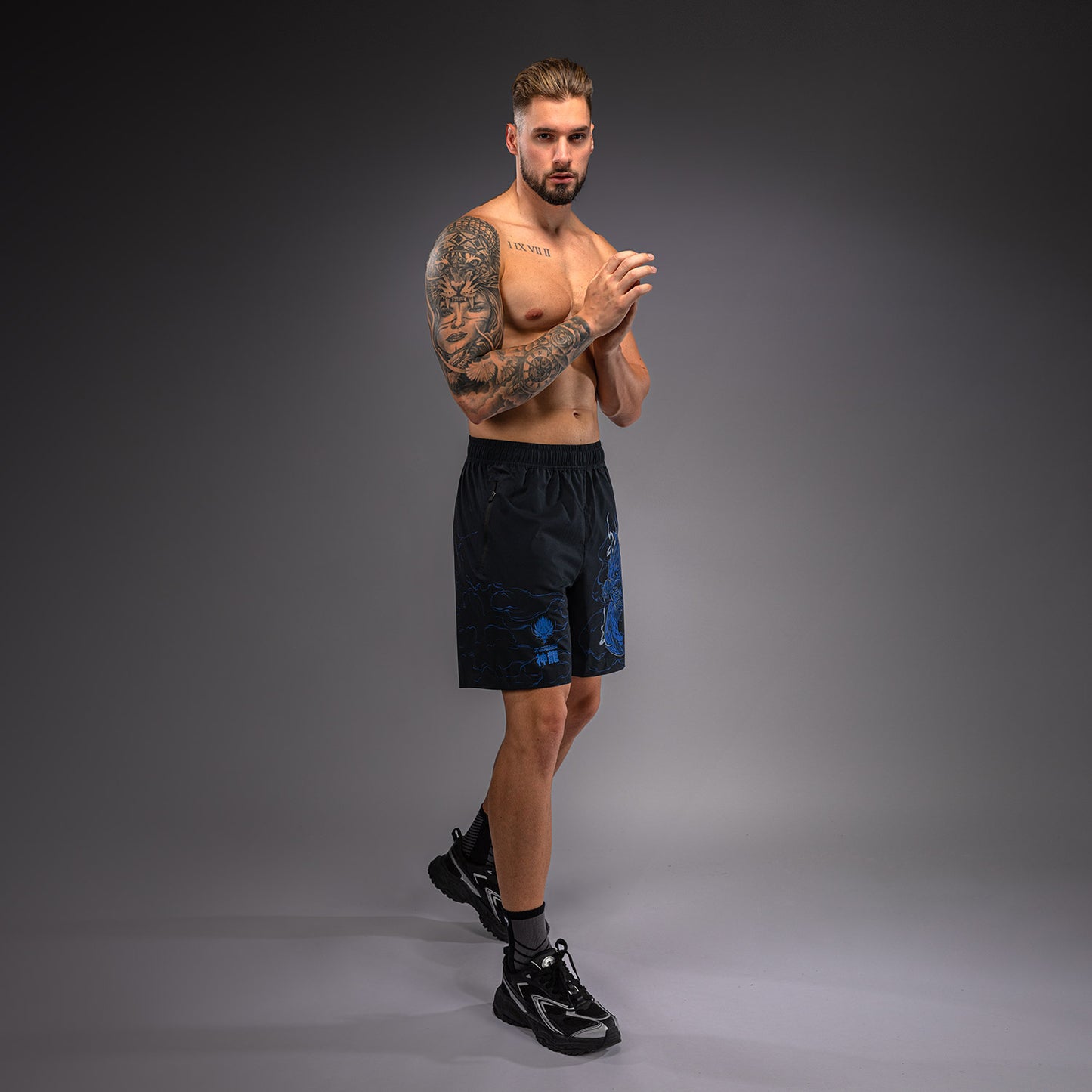 Venum Thunder Dragon Training Shorts - Black/Royal Blue