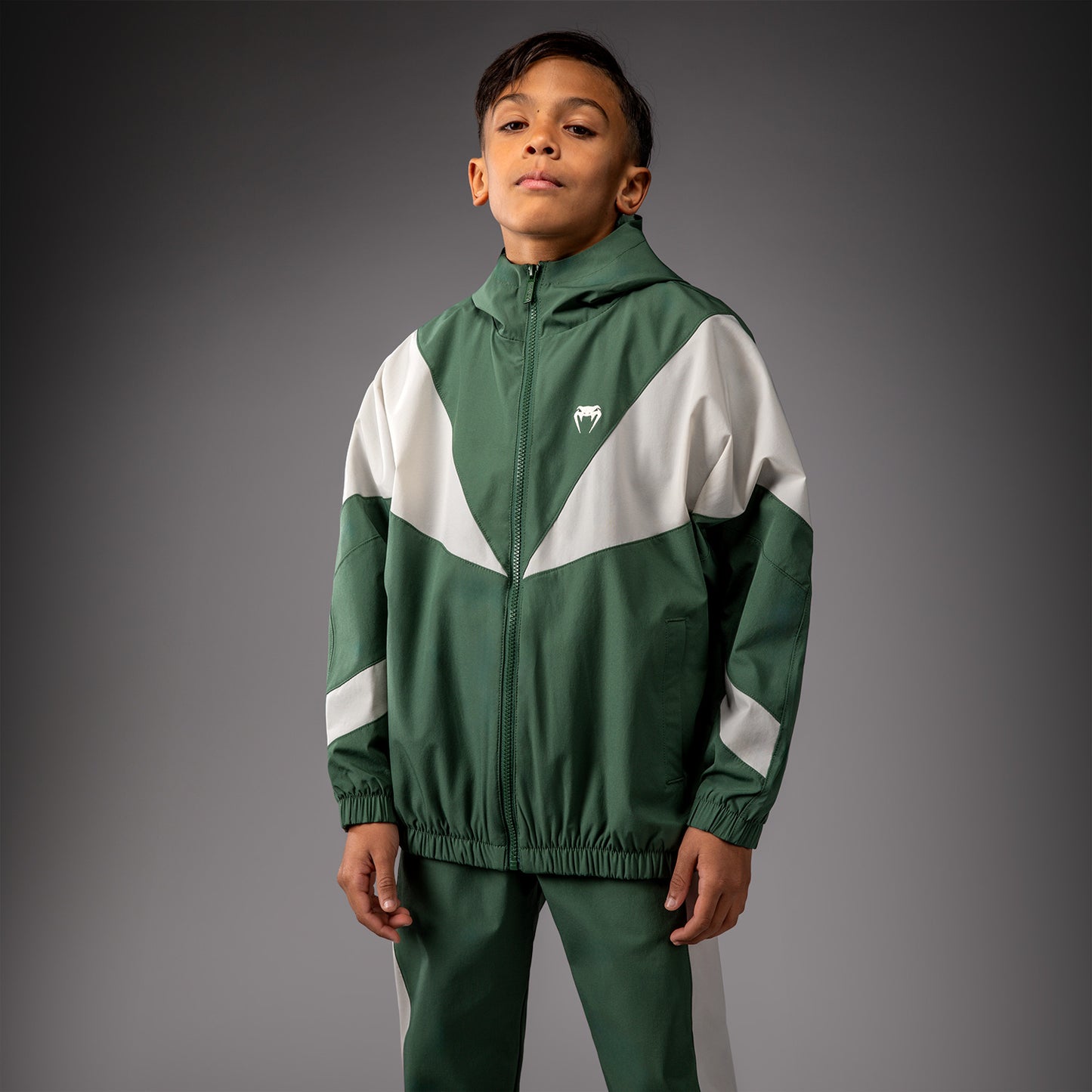 Venum Vectra Kids Track Jackets - Forest Green/ Off White
