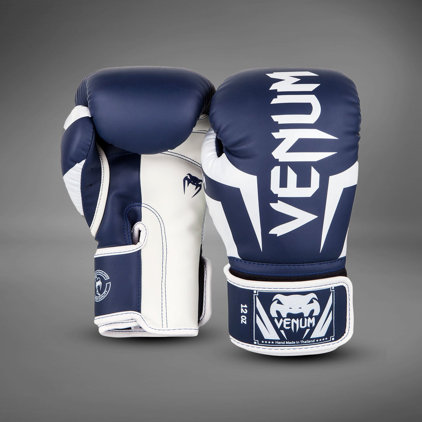 Venum Elite Boxing Gloves - White/Navy Blue