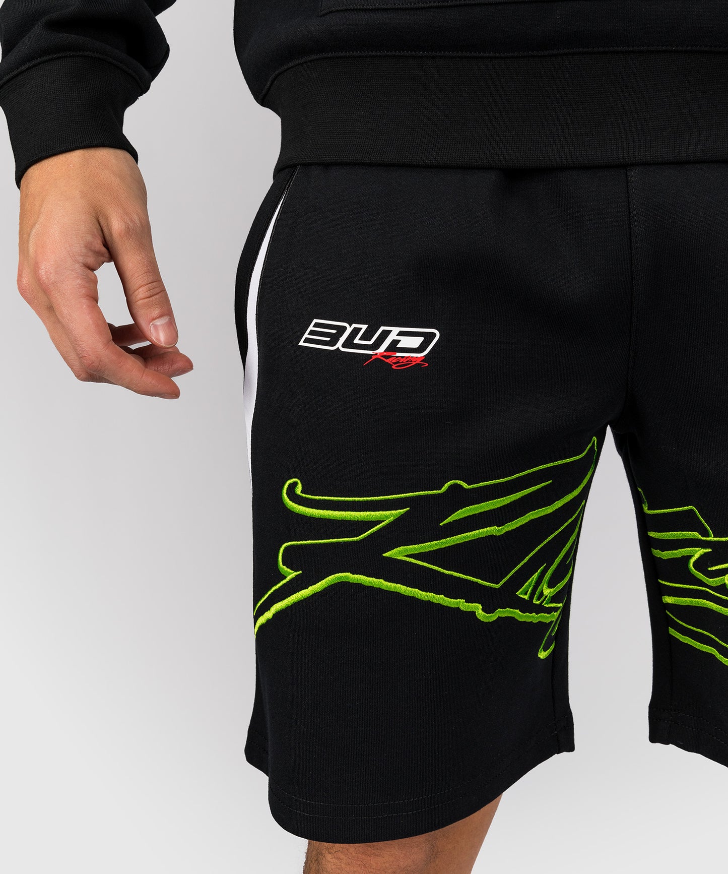 Venum x Bud Racing Men’s Cotton Shorts - Black/White/Lime Green