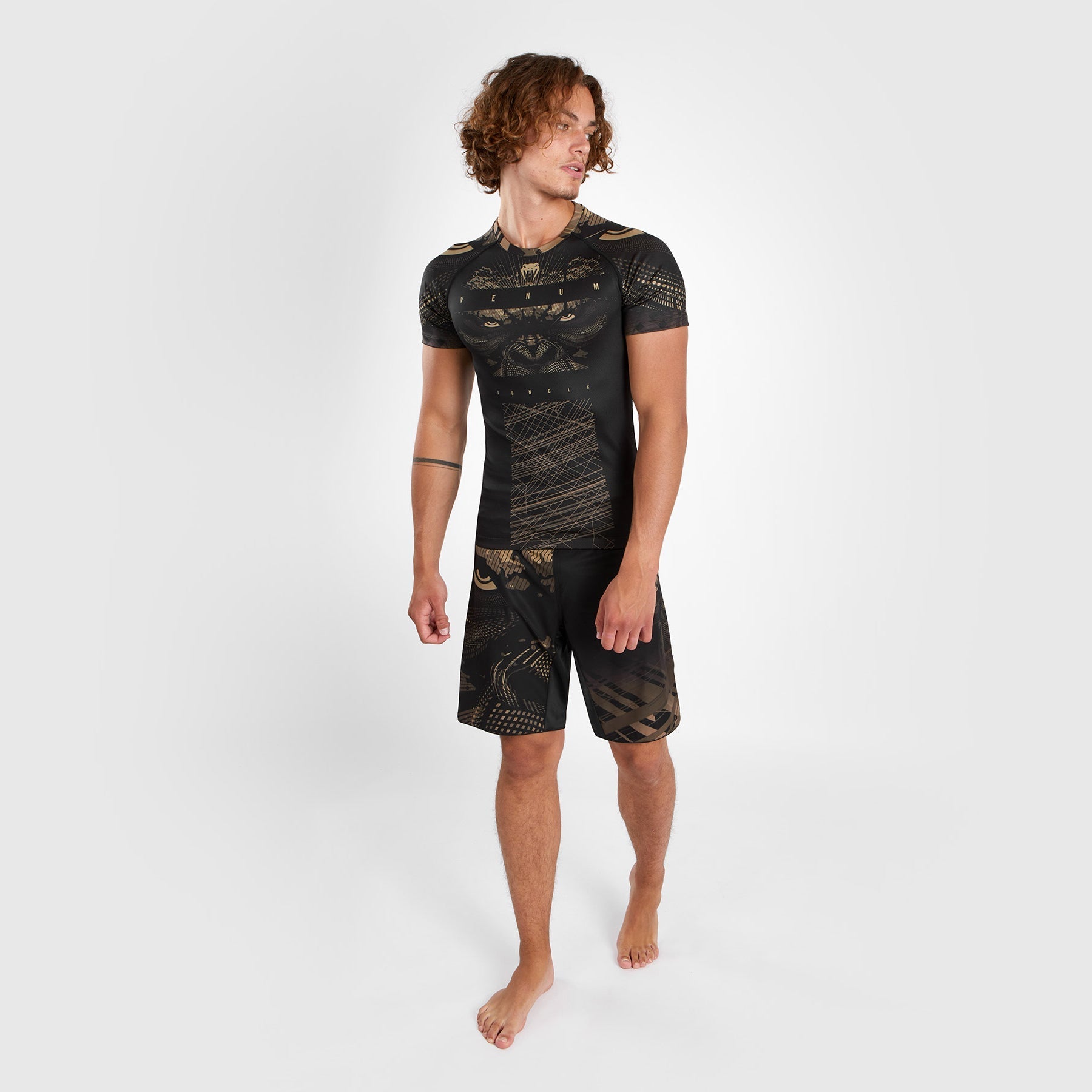 Venum Gorilla Jungle Rashguard Short Sleeves - Black/Sand - Venum