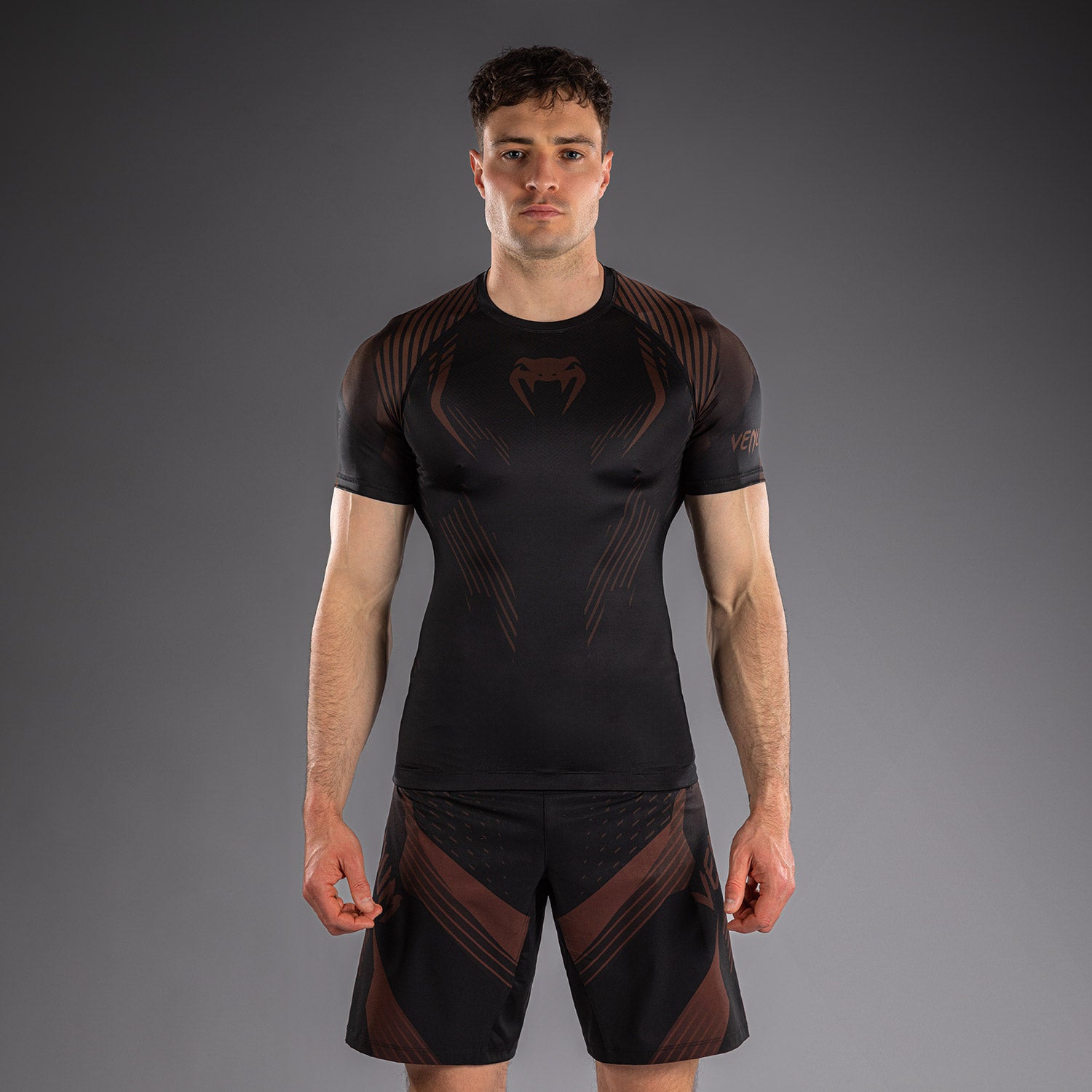 Venum No-Gi 6.0 Short Sleeve Rashguard - Black/Brown  product-type_Compression T-Shirts Venum