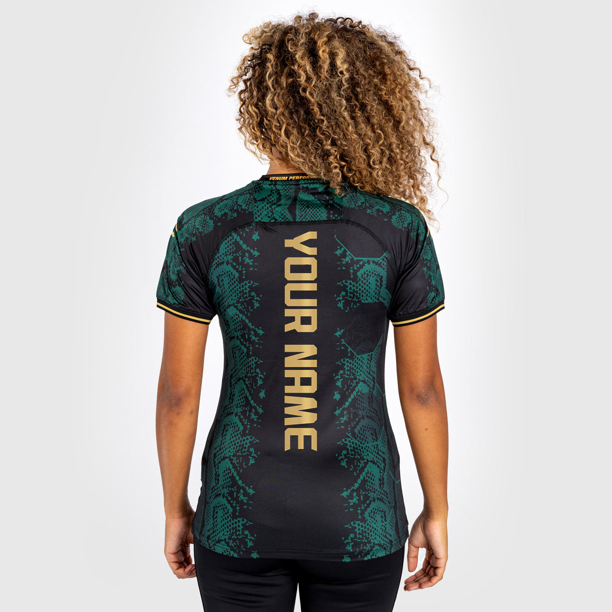 UFC Adrenaline by Venum Personalized Authentic Fight Night Women’s Walkout Jersey Green/Black/Gold - Emerald Edition
