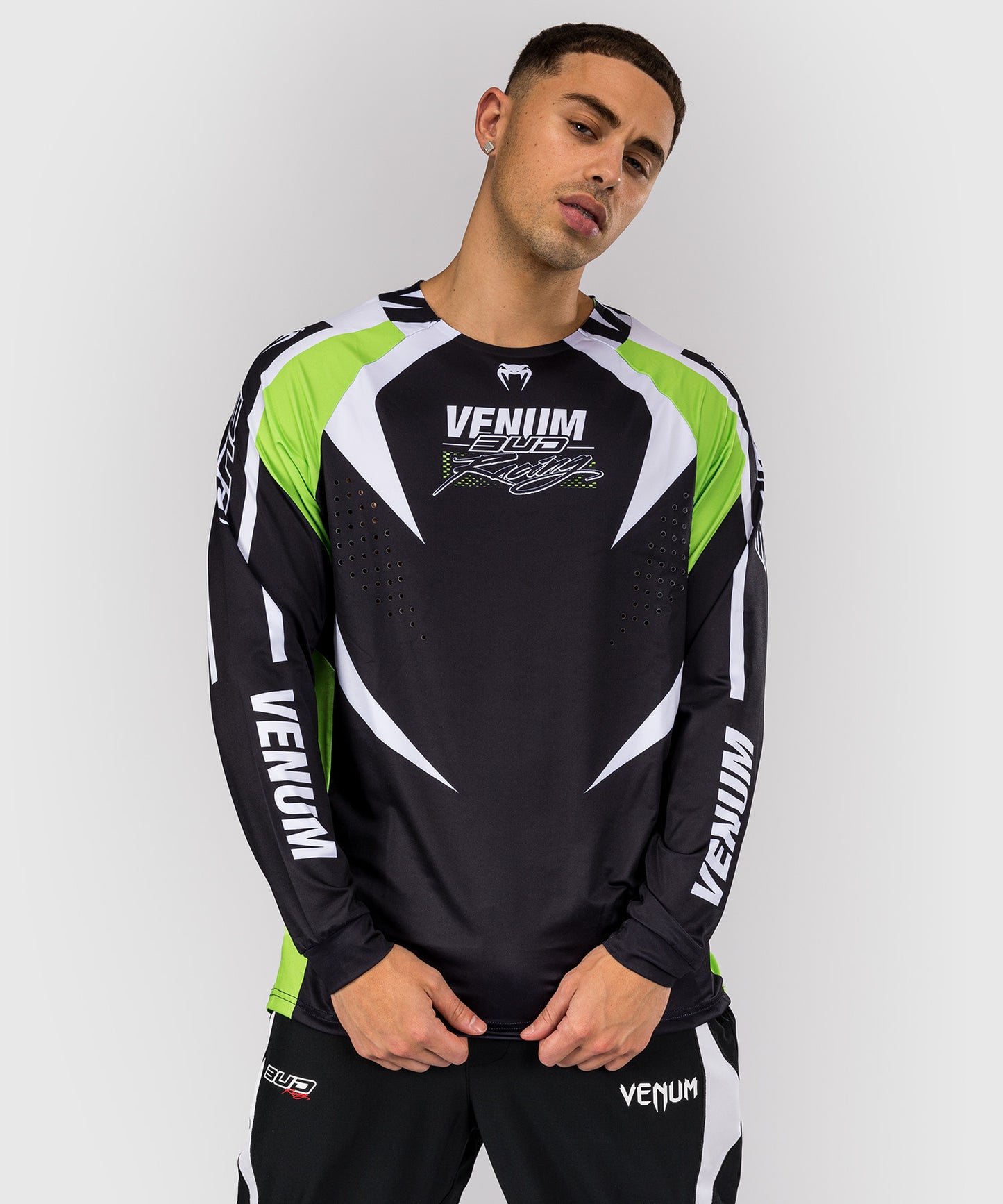 Venum x Bud Racing Men’s Dry-Tech T-Shirt - Black/White/Lime Green