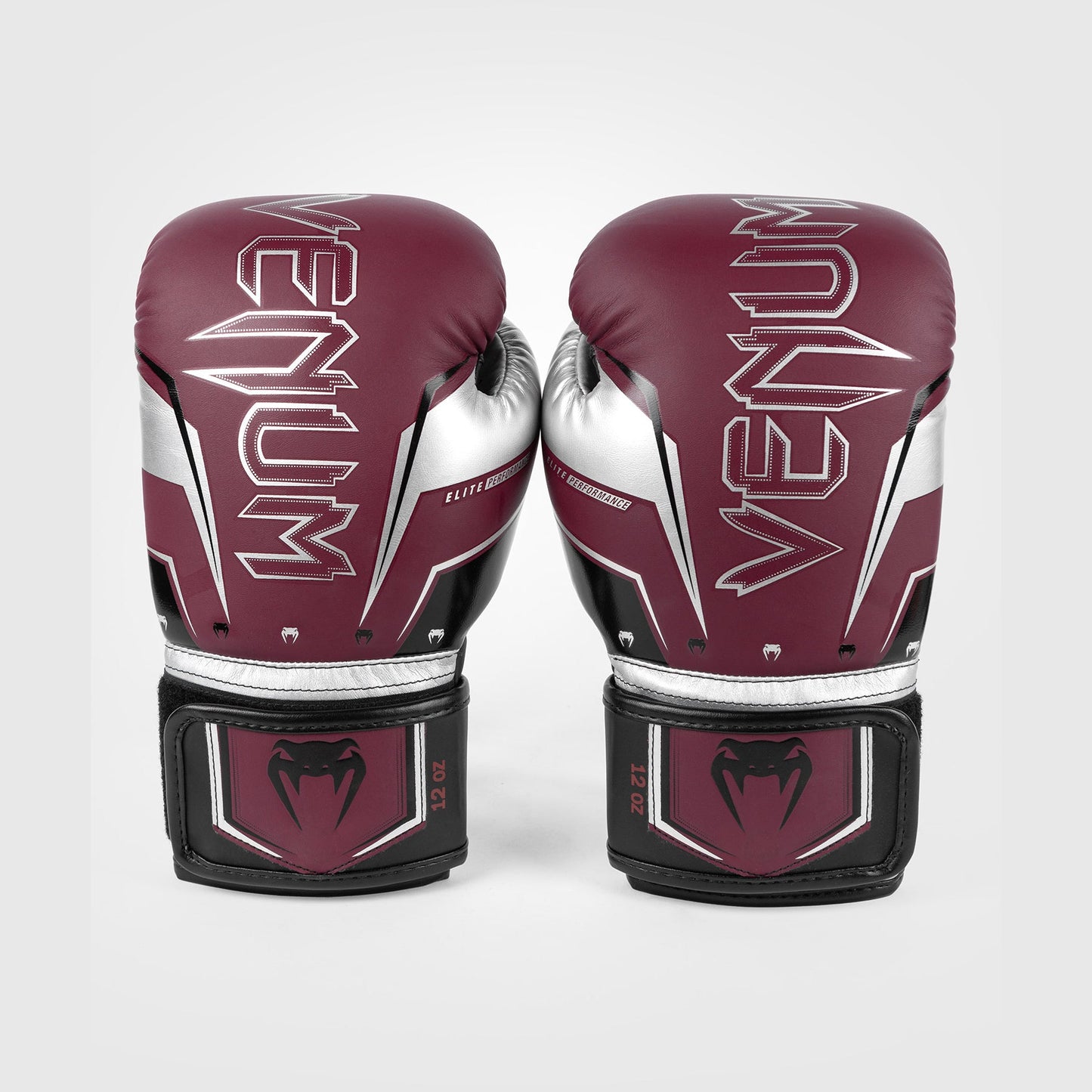 Venum Elite Evo Boxing Gloves - Burgundy/Silver