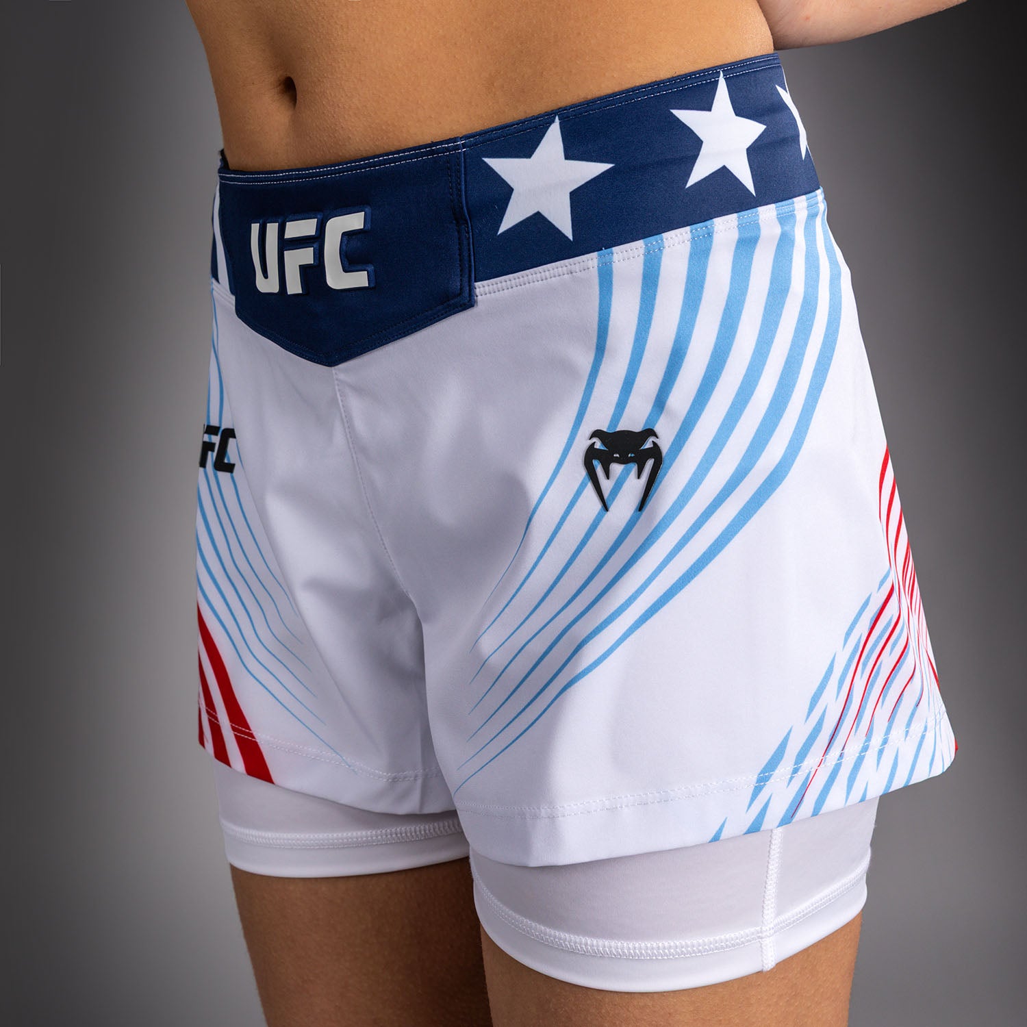 Women's Official UFC Freedom 250 by Venum White Authentic Fight Night Fight Short  product-type_MMA Shorts Venum