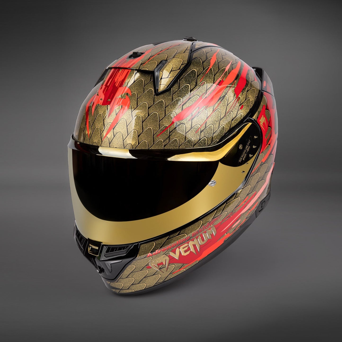 Venum x Shark SKWAL i3 Motorcycle Helmet - Red/Gold