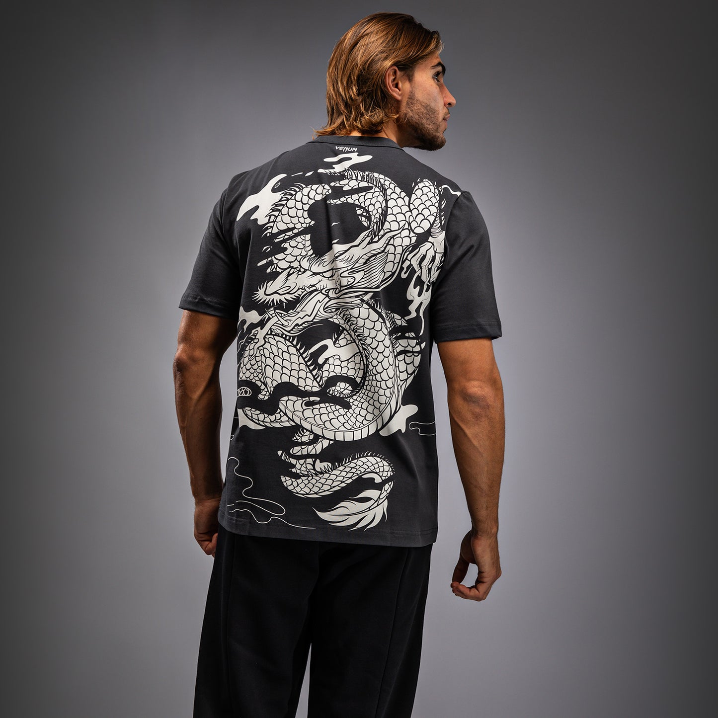Venum Dragon’s Flight Men’s T-Shirt - Charcoal Grey/Cream White