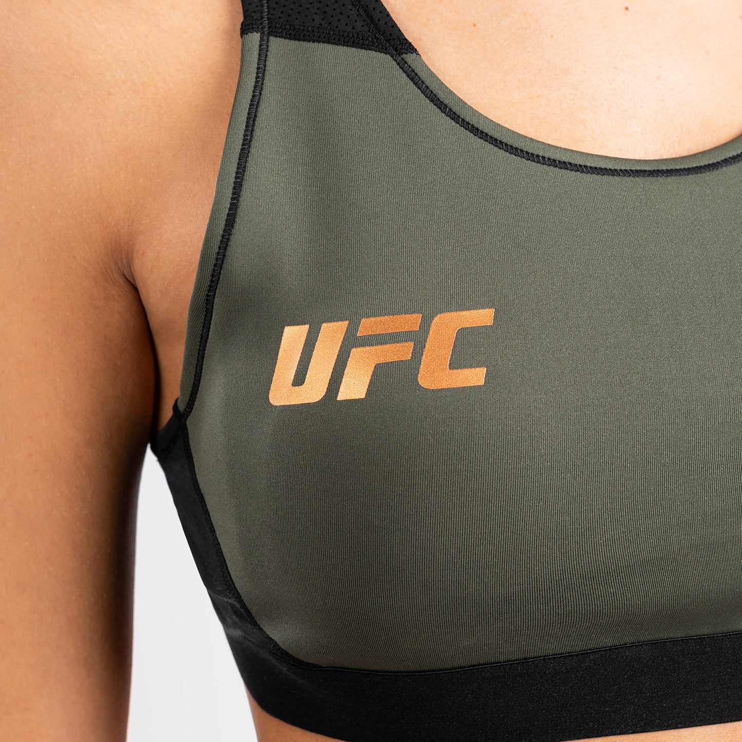 UFC Adrenaline by Venum Fight Week Women’s Sports Bra - Khaki/Bronze