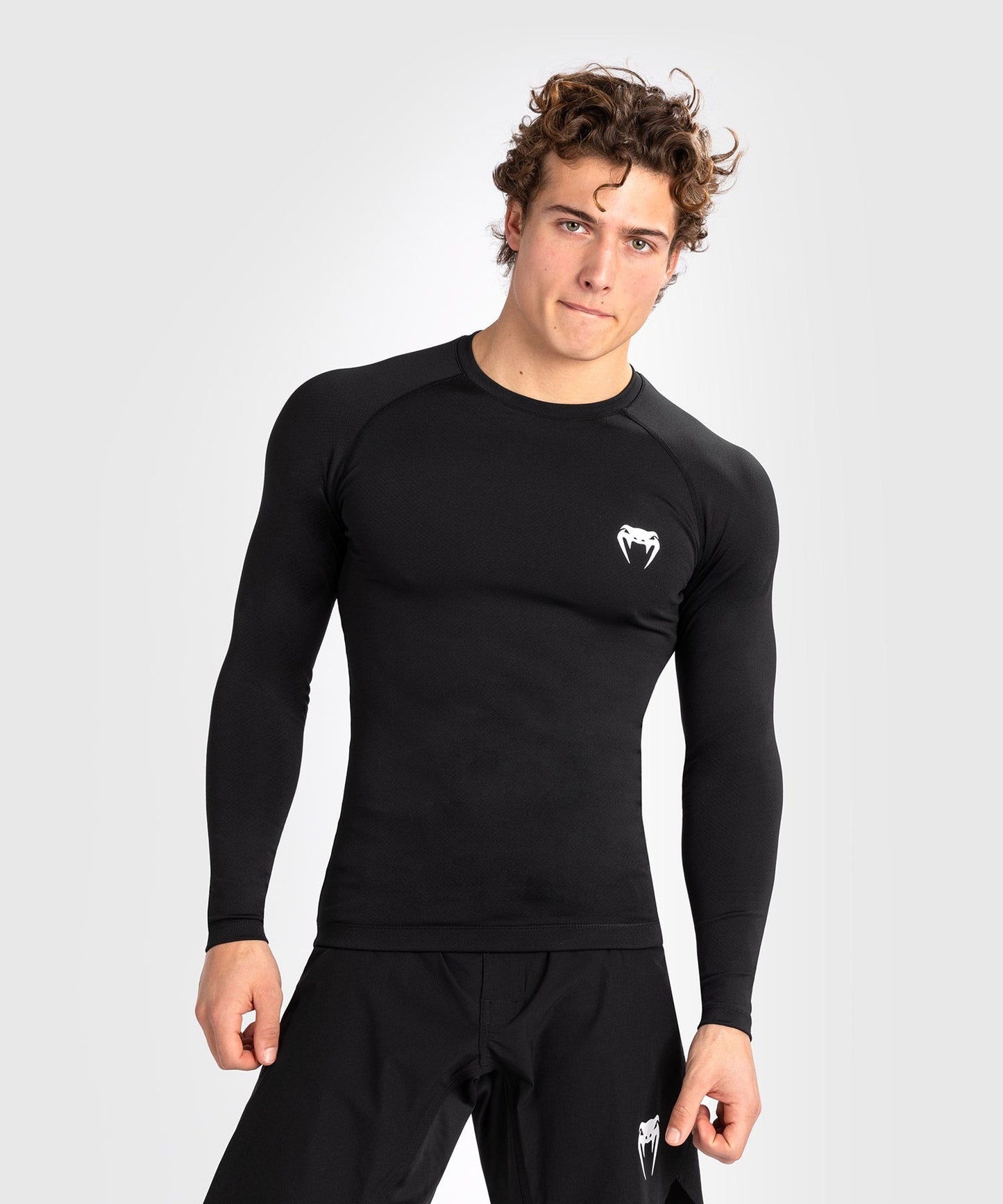 Rashguard à manches longues pour hommes Venum Contender - Noir/Blanc - T-shirts de compression