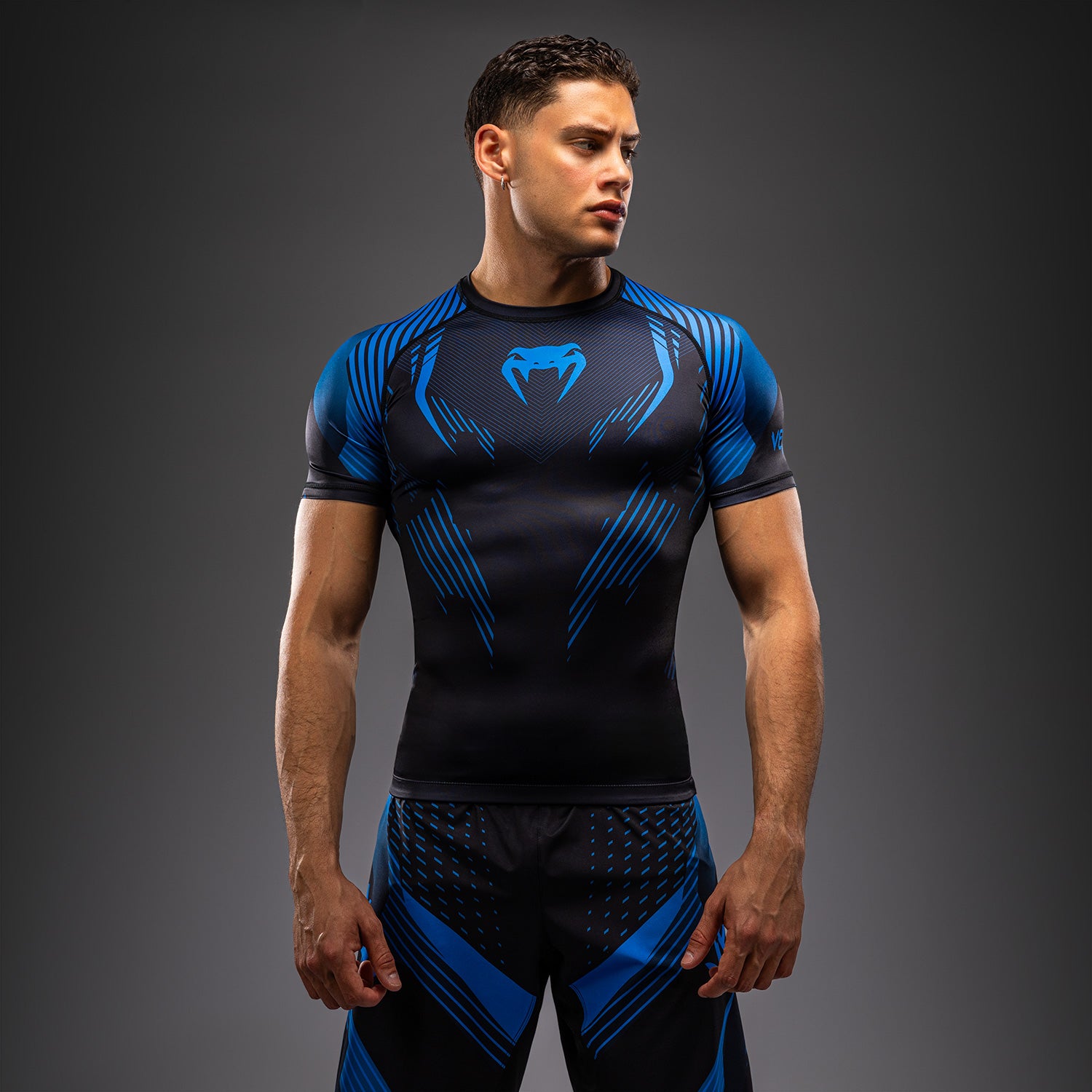 Venum No-Gi 6.0 Short Sleeve Rashguard - Black/Blue  product-type_Compression T-Shirts Venum