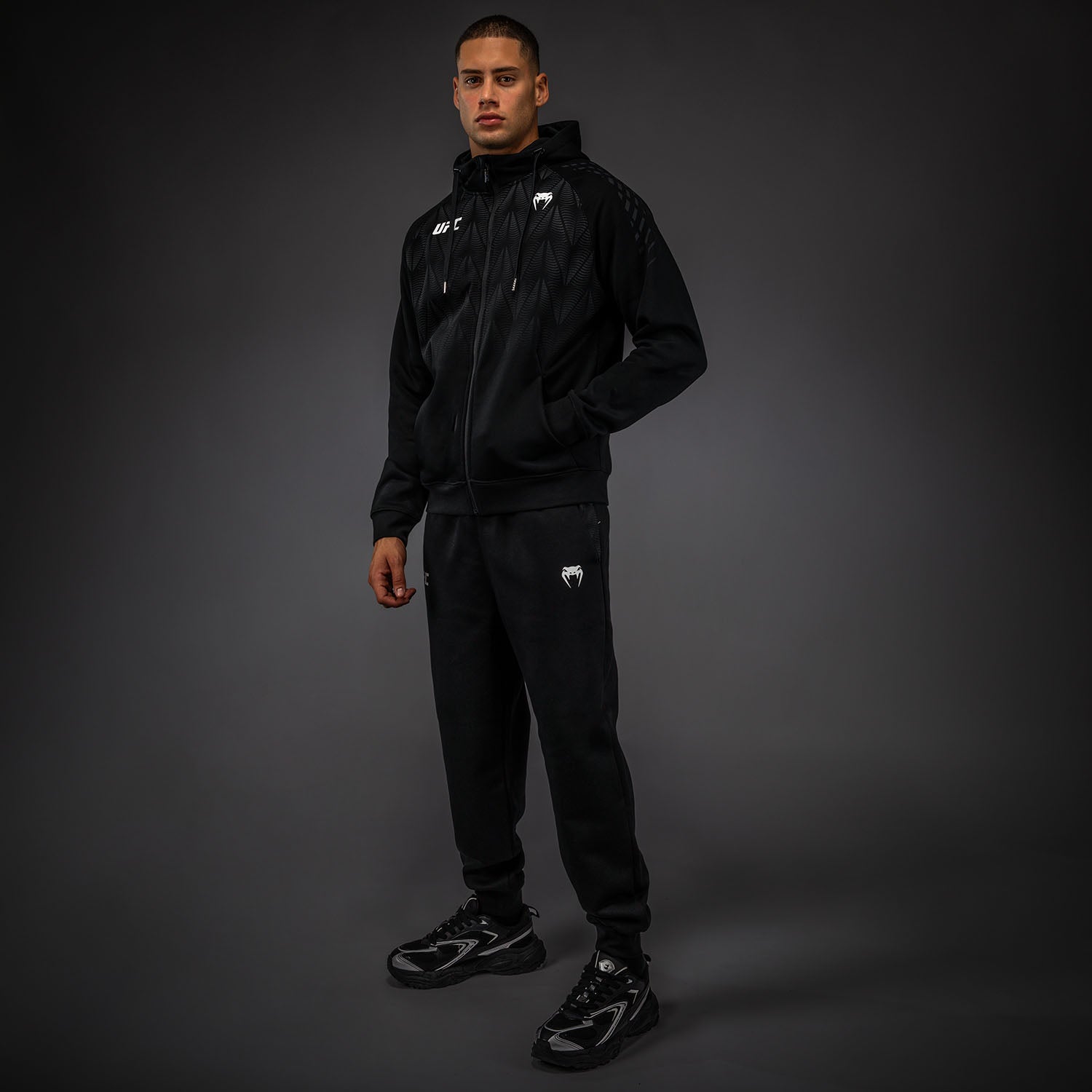 Men's UFC Zenith by Venum Replica Black Zip Hoodie - Venum