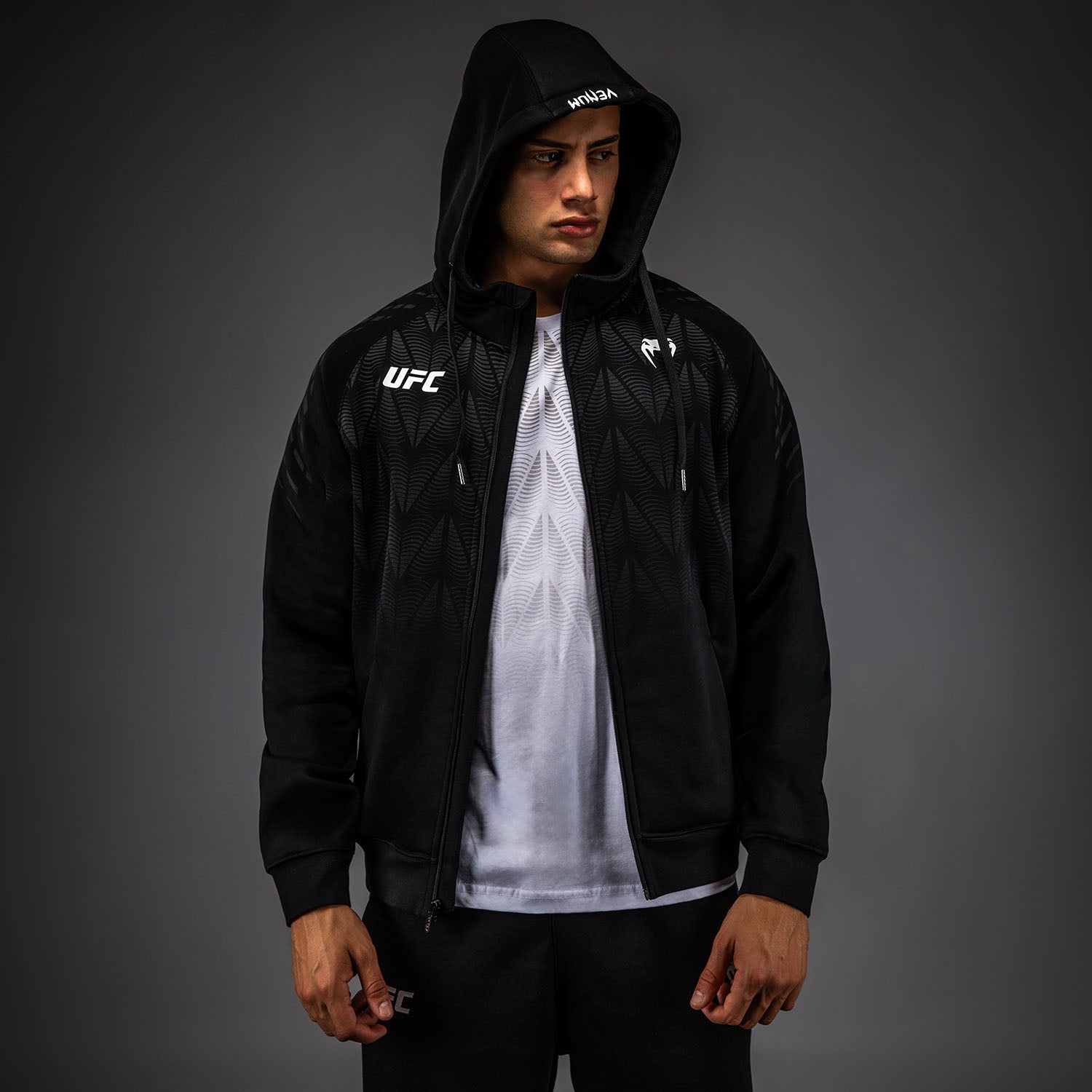 Men's UFC Zenith by Venum Replica Black Zip Hoodie - Venum