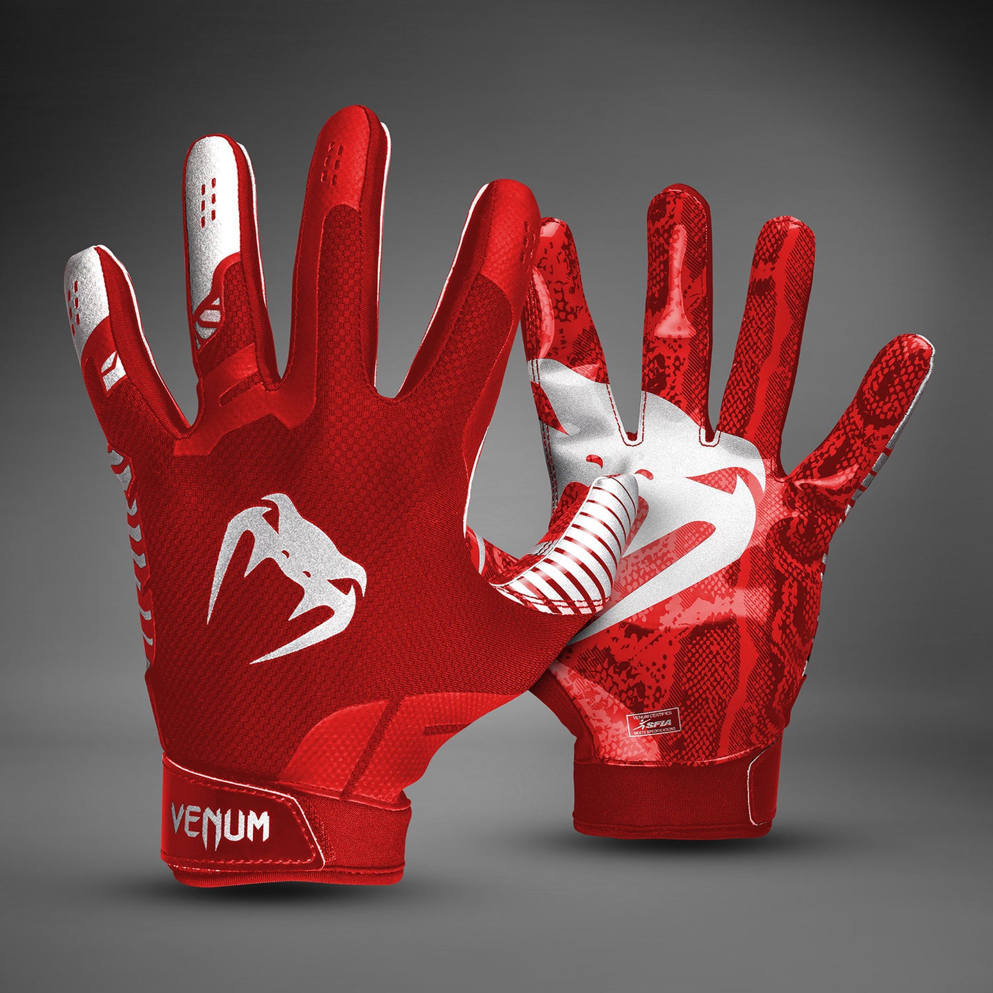 Venum Elite Football Gloves - Red/Silver