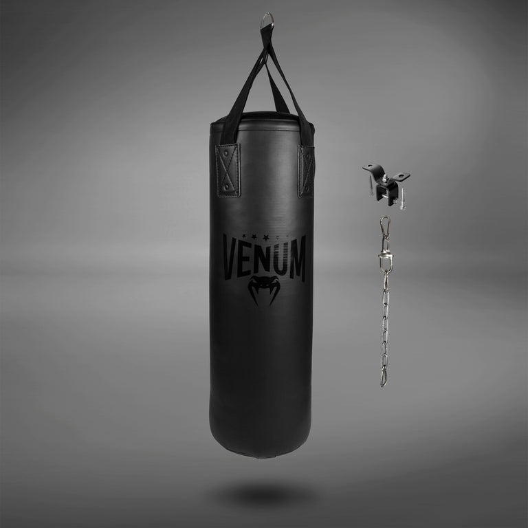 Venum Origins Punching Bag - Black/Black (ceiling mount included