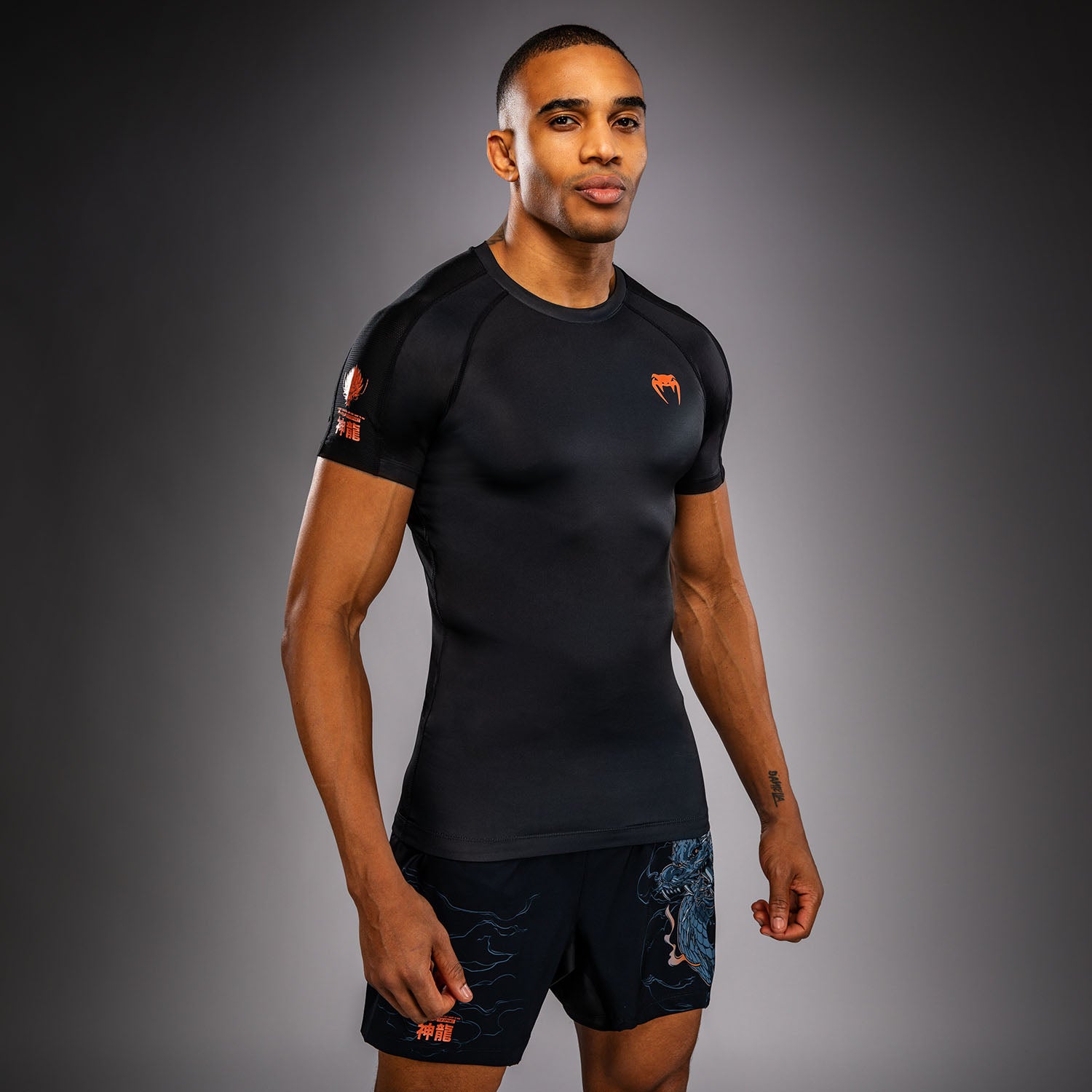 Thunder Dragon Short Sleeves Rashguard - Black/Grey/Copper -
