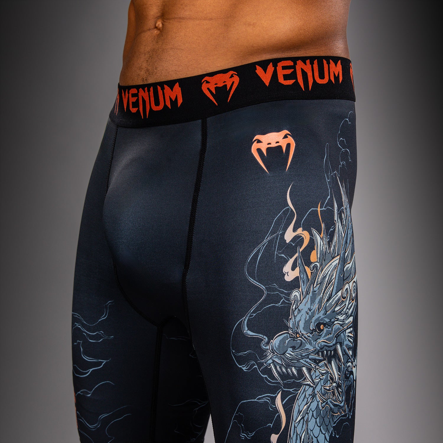 Venum Thunder Dragon Vale Tudo Shorts - Black/Grey/Copper - Venum