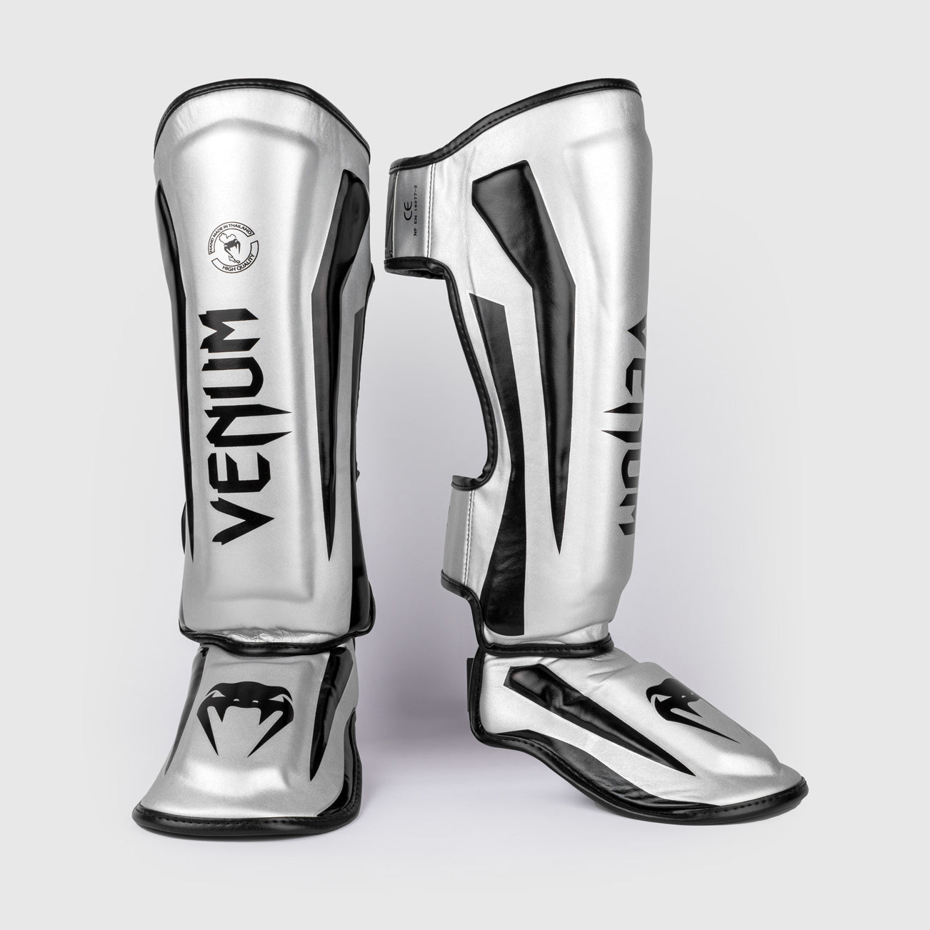 Venum Elite Standup Shinguards - Silver/Black