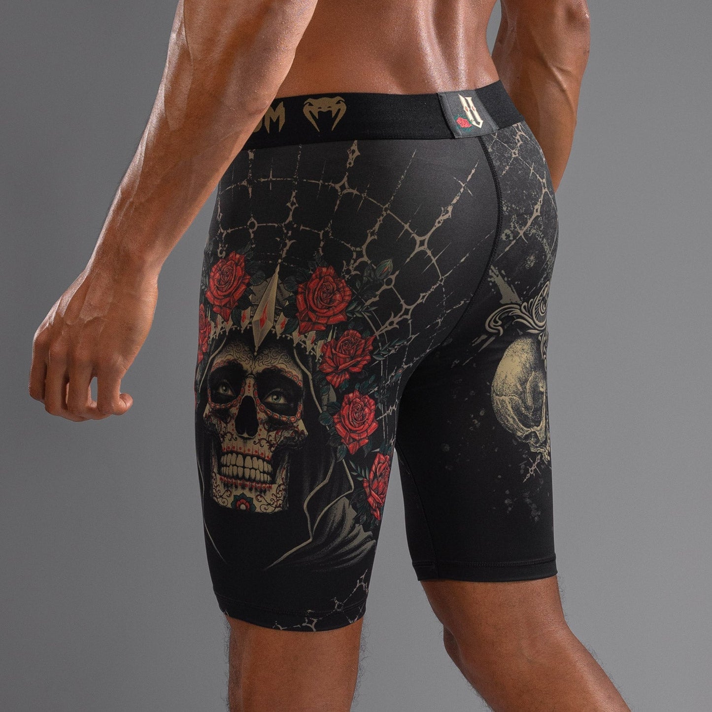 Venum Santa Muerte 5.0 Men’s Vale Tudo Shorts - Deep Black/Gold