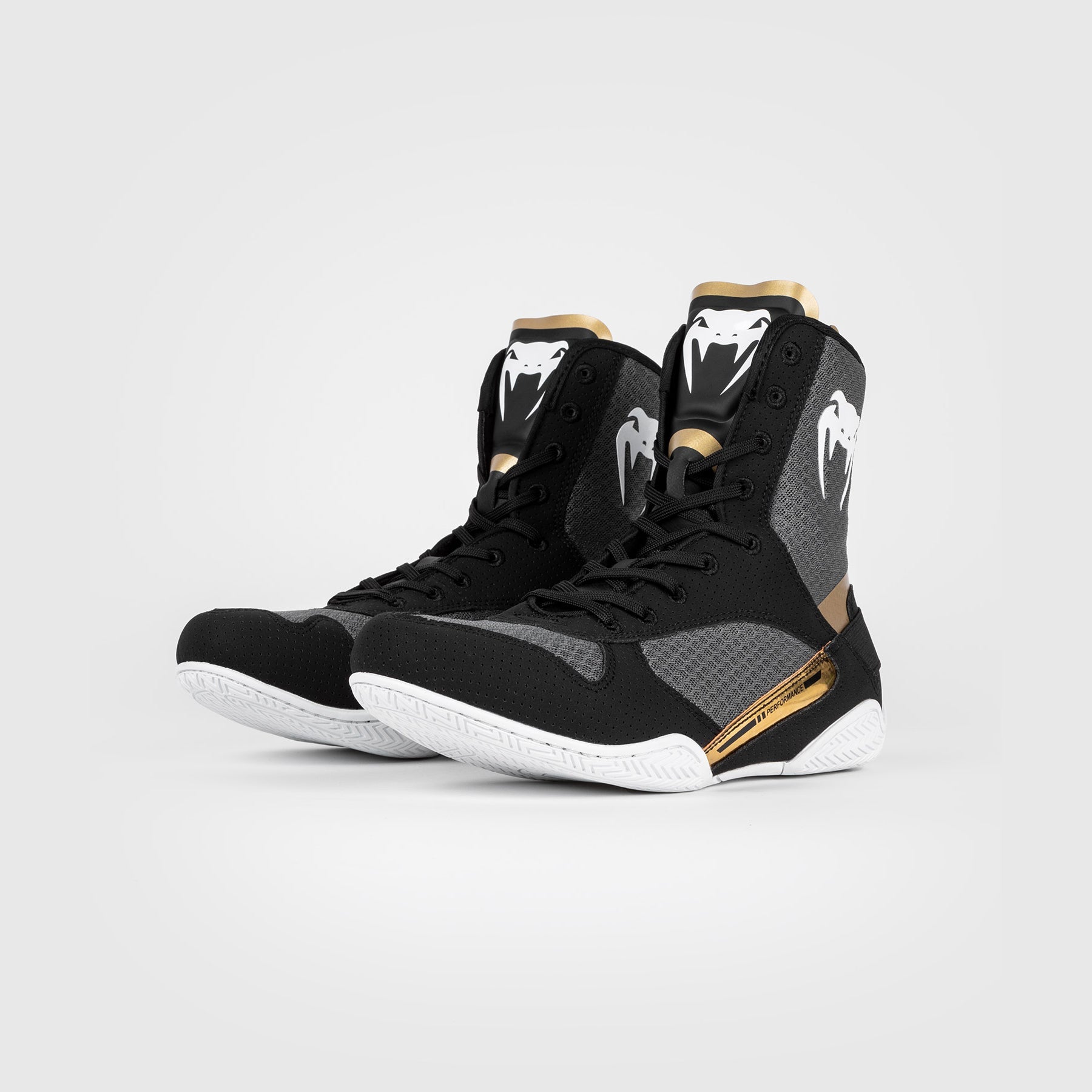 Venum Elite Boxing Shoes Black/White/Gold Venum1