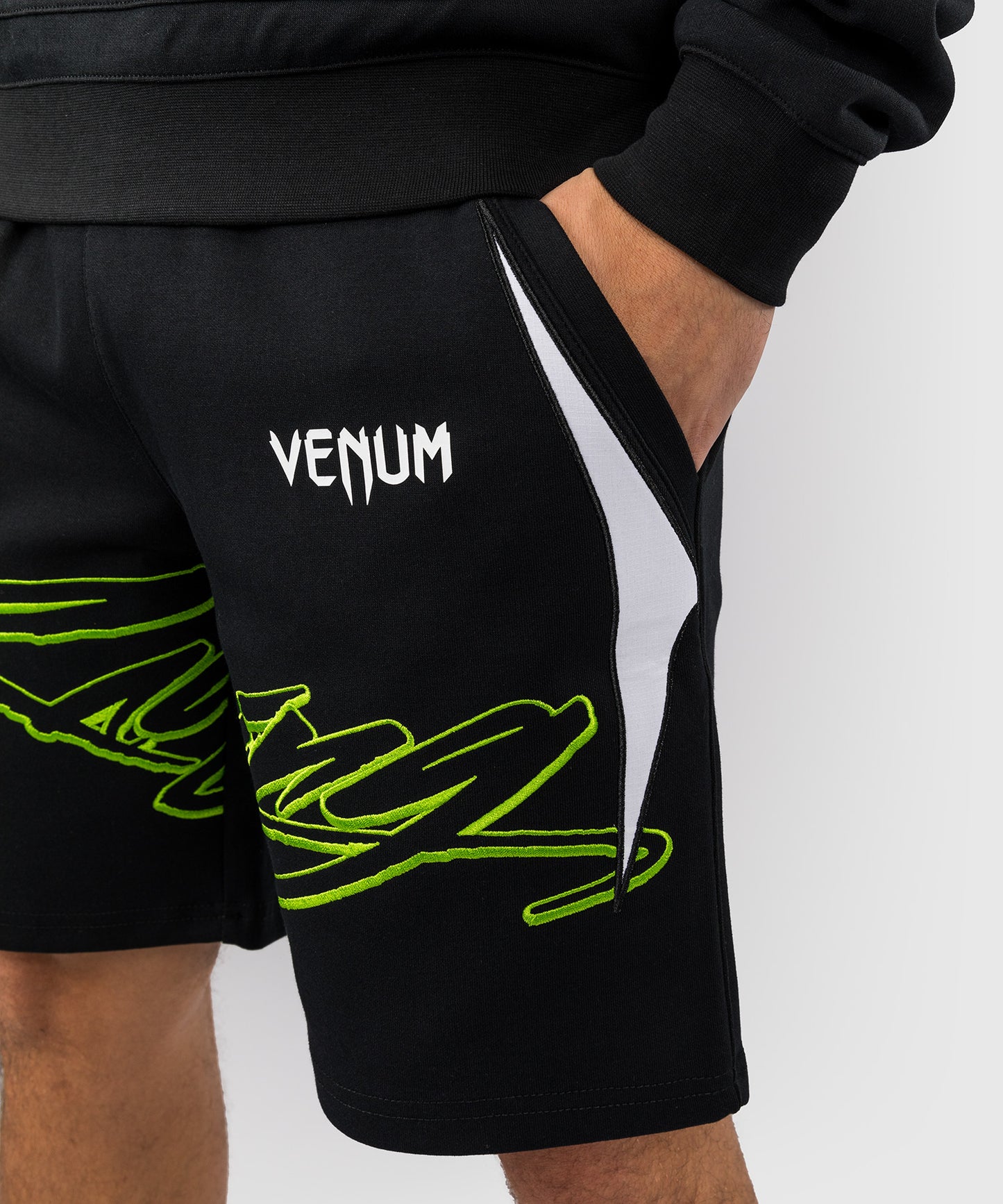 Venum x Bud Racing Men’s Cotton Shorts - Black/White/Lime Green