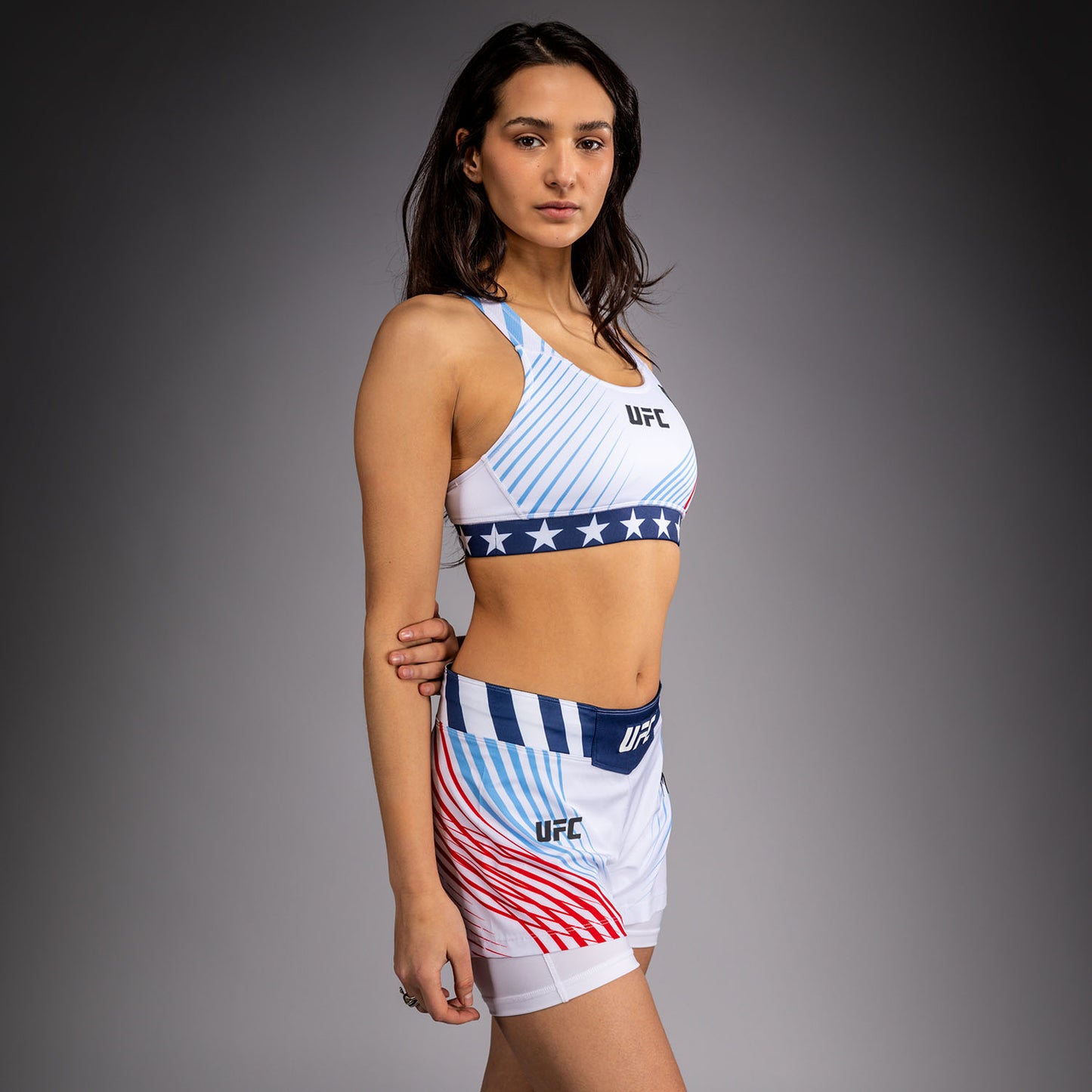 Women's Official UFC Freedom 250 by Venum White Authentic Fight Night Sports Bra