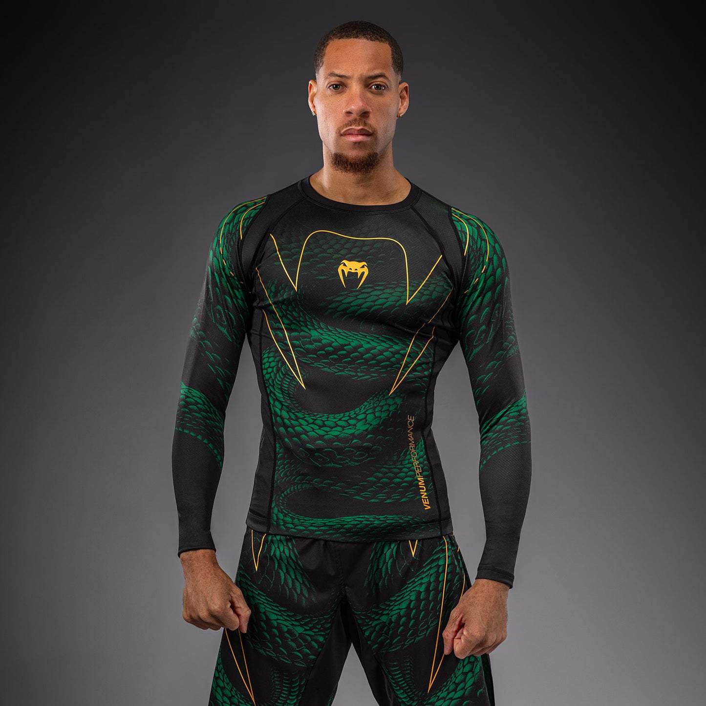Venum Matupa Long Sleeve Rashguard - Black/Green/Gold