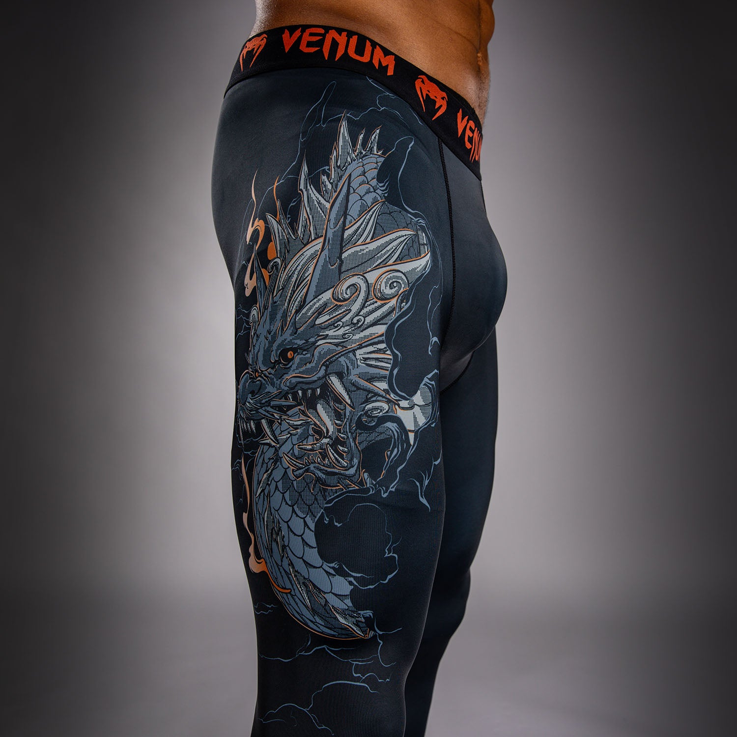 Venum Thunder Dragon Spats - Black/Grey/Copper  product-type_Compression Pants Venum